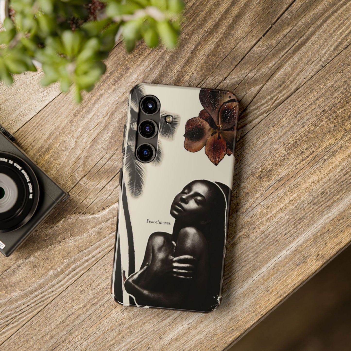 Tough Phone Case — "Peacefulness" Artistic Black Woman Floral Design