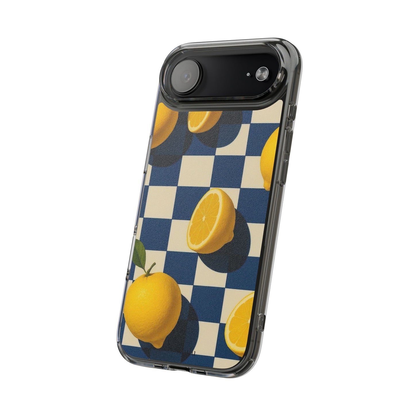 Clear Impact-Resistant Case — Retro Checkered Lemons Phone Case