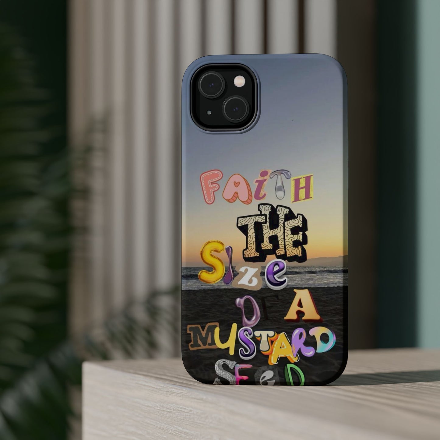 Magnetic Impact-Resistant Phone Case — "Faith the Size of a Mustard Seed" Sunset Design