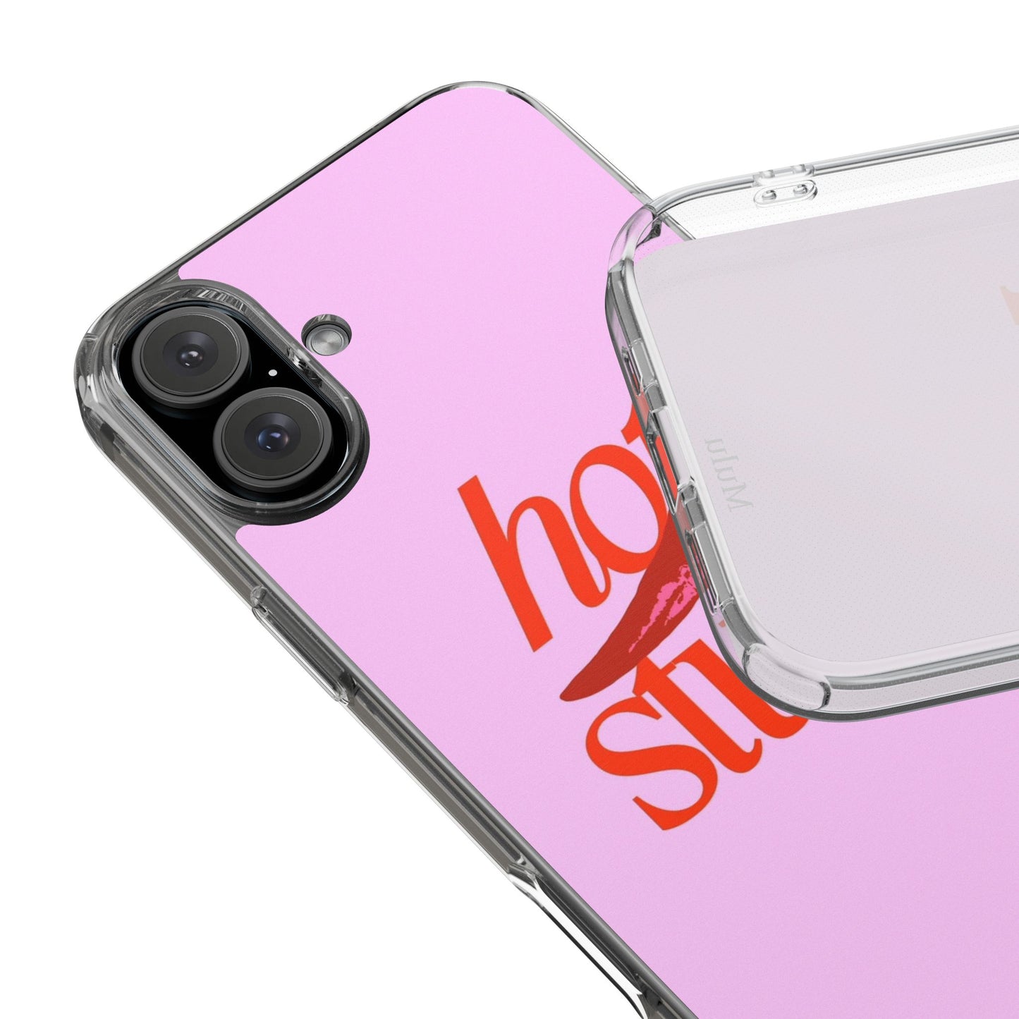 Hot Stuff Clear Impact Phone Case — Pink Retro Typography iPhone Cover