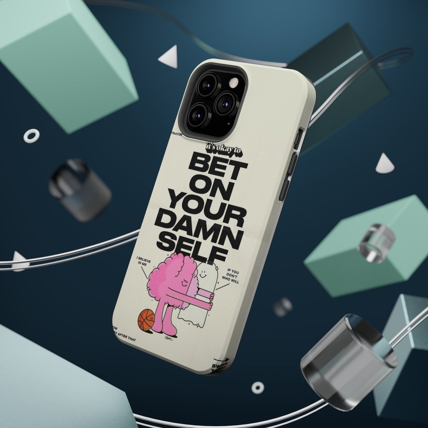 Magnetic Impact-Resistant Case — "Bet On Your Damn Self" Motivational Phone Cover