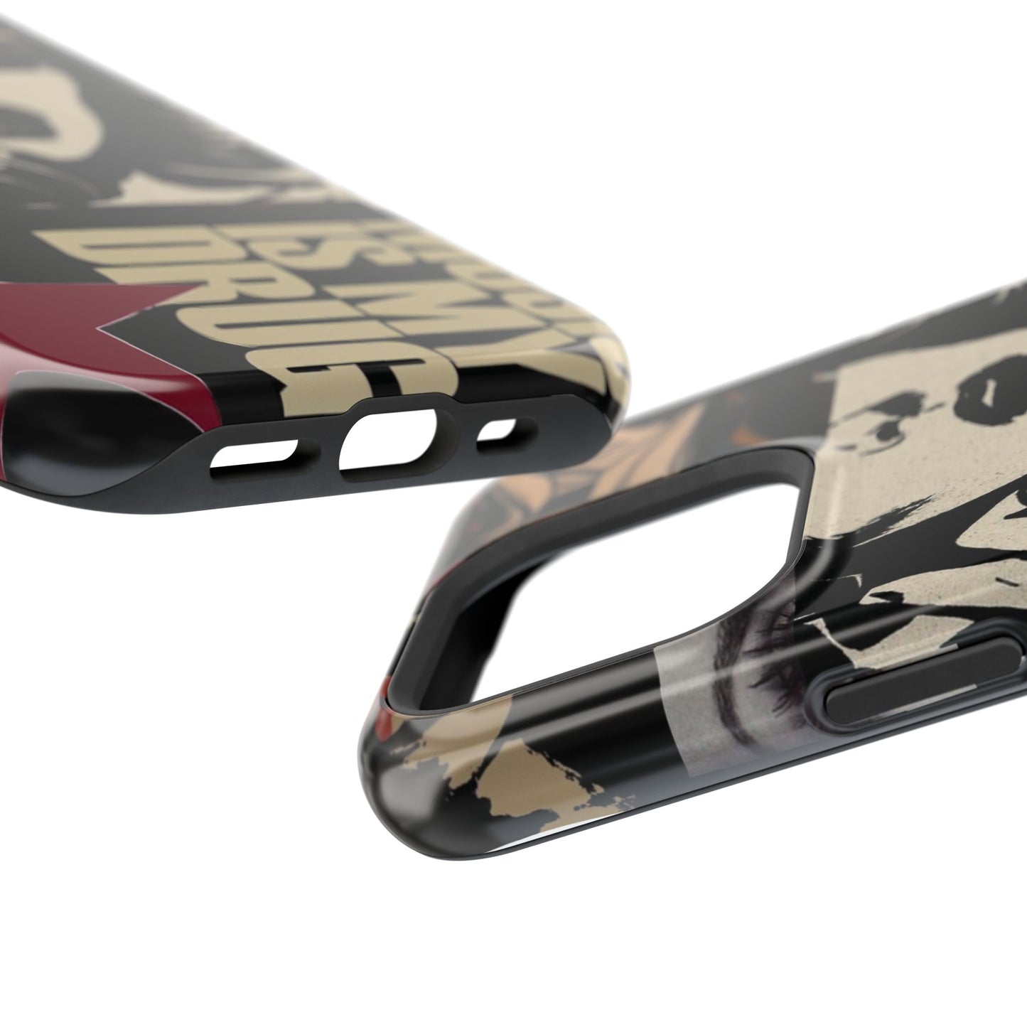 Magnetic Impact Phone Case — Retro Pop Art "Music Is My Drug" Design