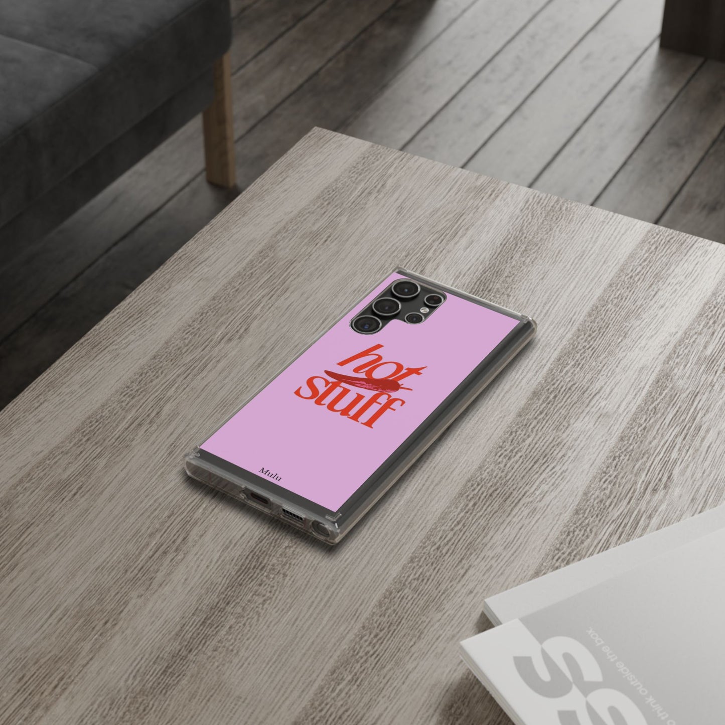 Hot Stuff Clear Impact Phone Case — Pink Retro Typography iPhone Cover