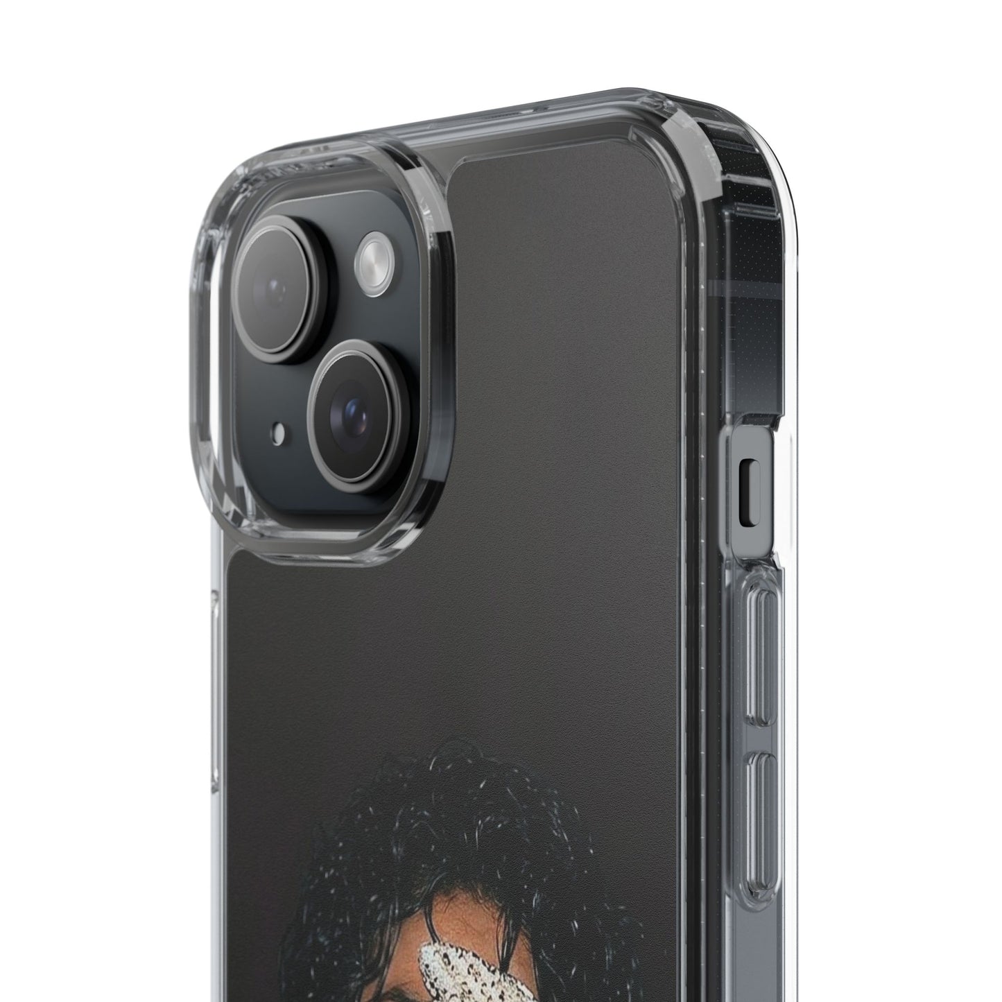 Michael Jackson Smiling Portrait Clear Phone Case — Retro Pop Icon Design