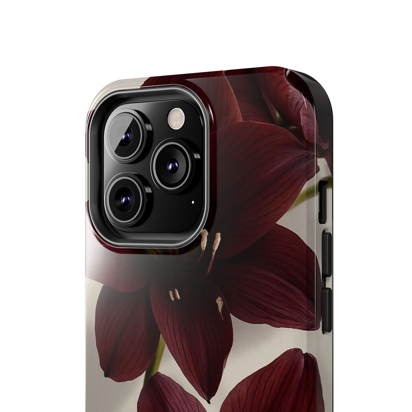 Amaryllis Noir Tough Phone Case — Dark Burgundy Floral Protective Cover