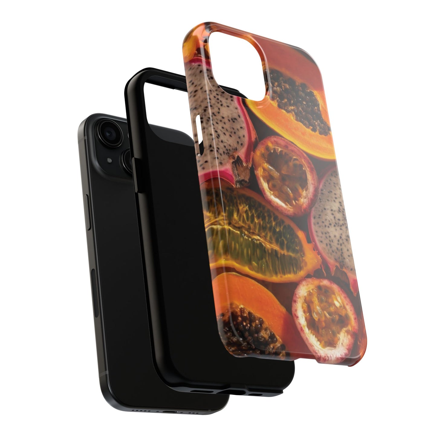 Tropical Fruit Tough Phone Case — Papaya & Dragon Fruit Design