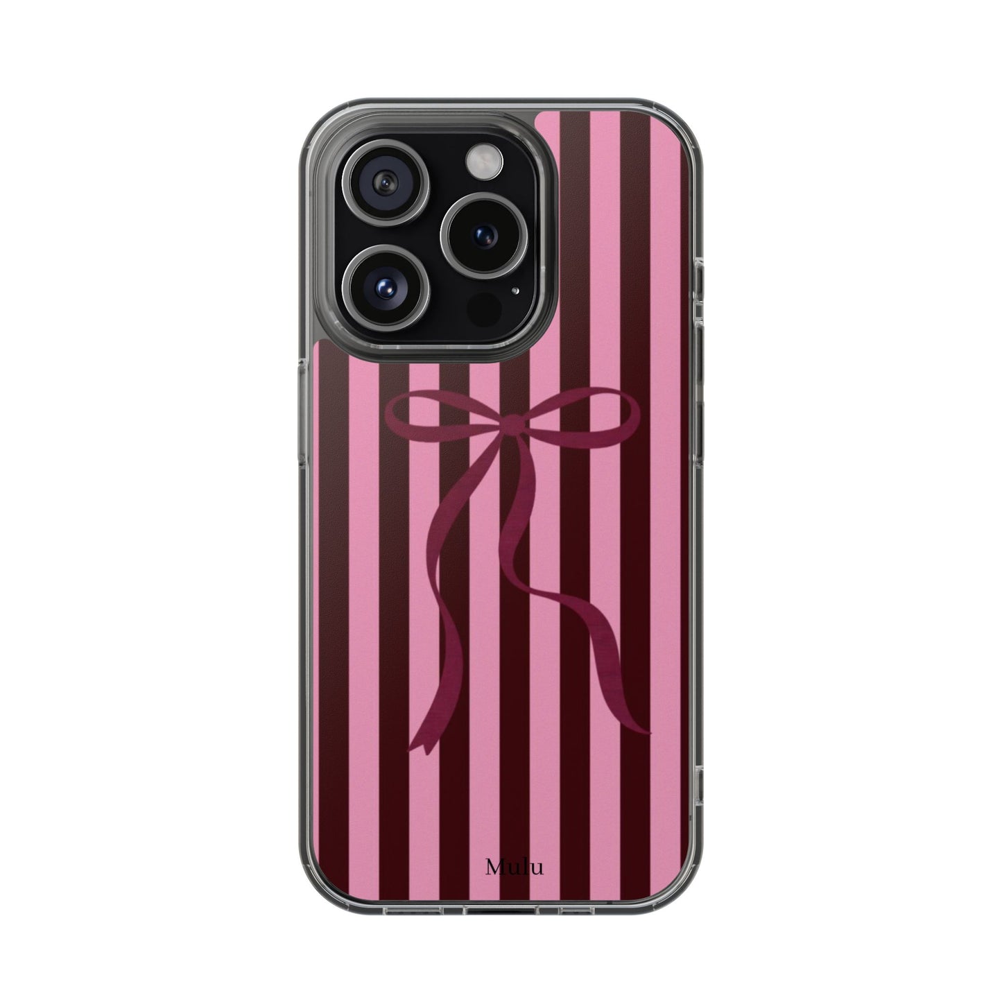 Pink Striped Ribbon Clear Impact-Resistant Phone Case