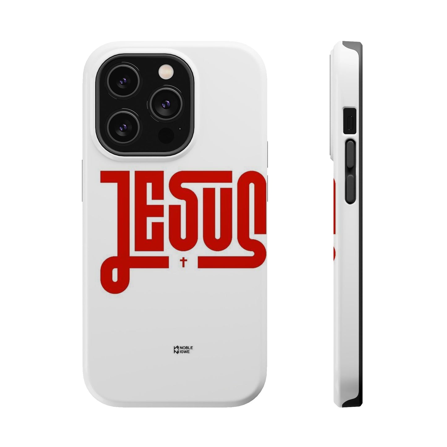 Jesus Magnetic Impact‑Resistant Phone Case — Bold Red Script Christian iPhone Cover