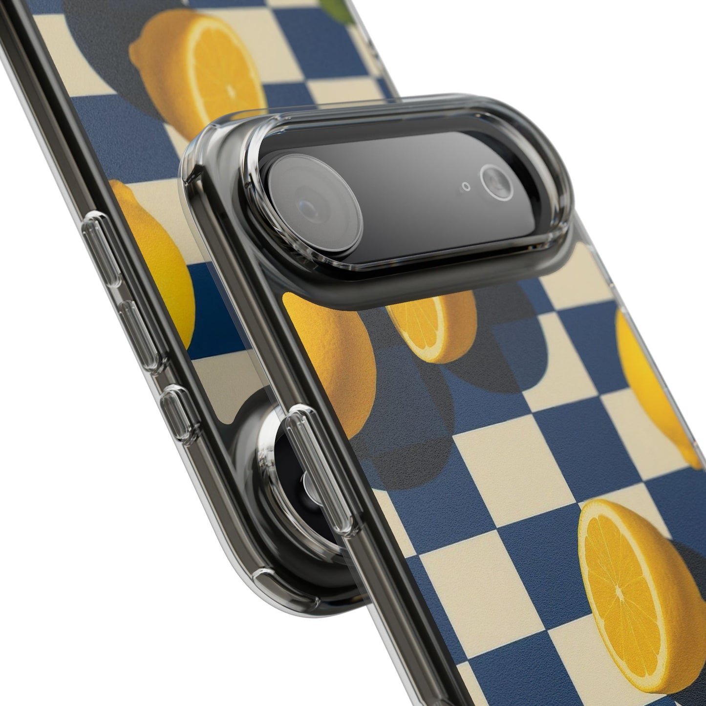 Clear Impact-Resistant Case — Retro Checkered Lemons Phone Case