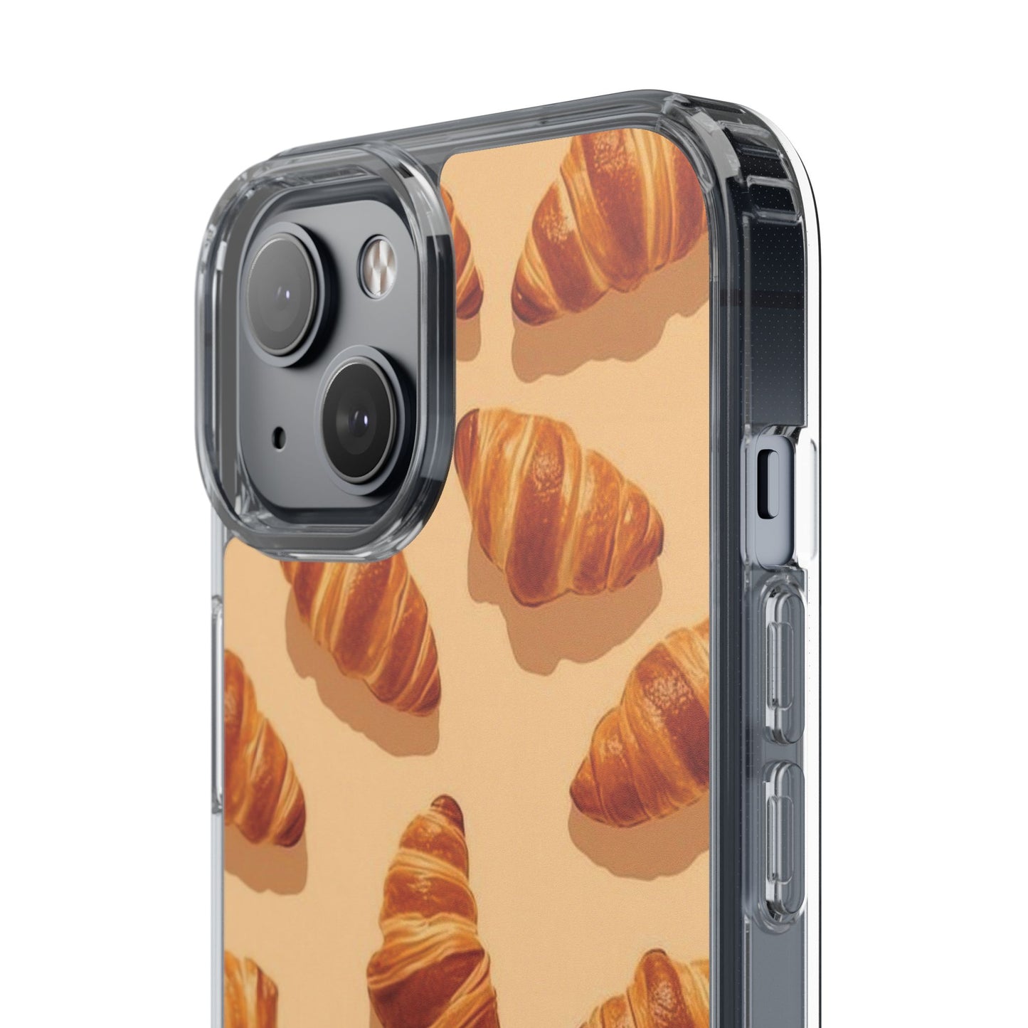 Croissant Pattern Clear Phone Case — Bakery-themed Transparent iPhone Cover