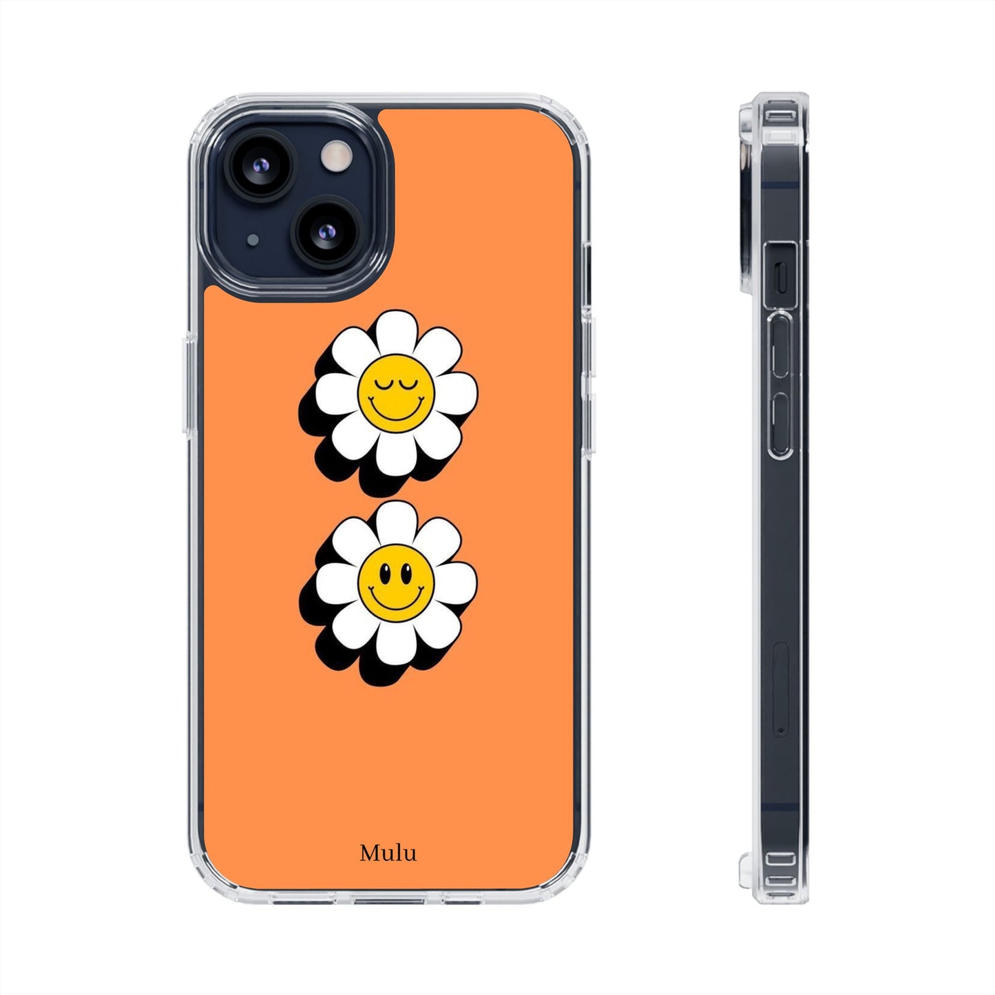 Phone Case — Orange Smiley Daisy Clear Impact‑Resistant Case