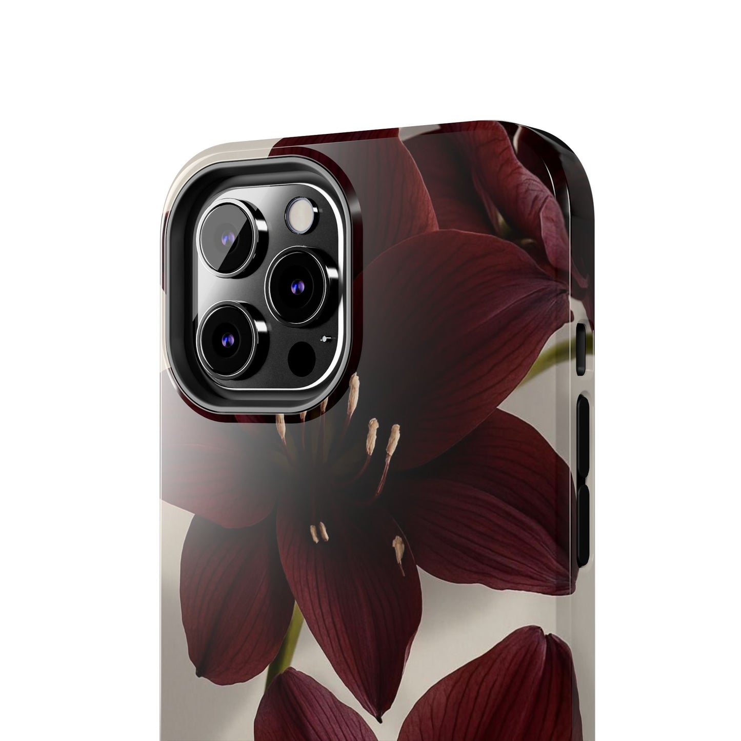 Amaryllis Noir Tough Phone Case — Dark Burgundy Floral Protective Cover
