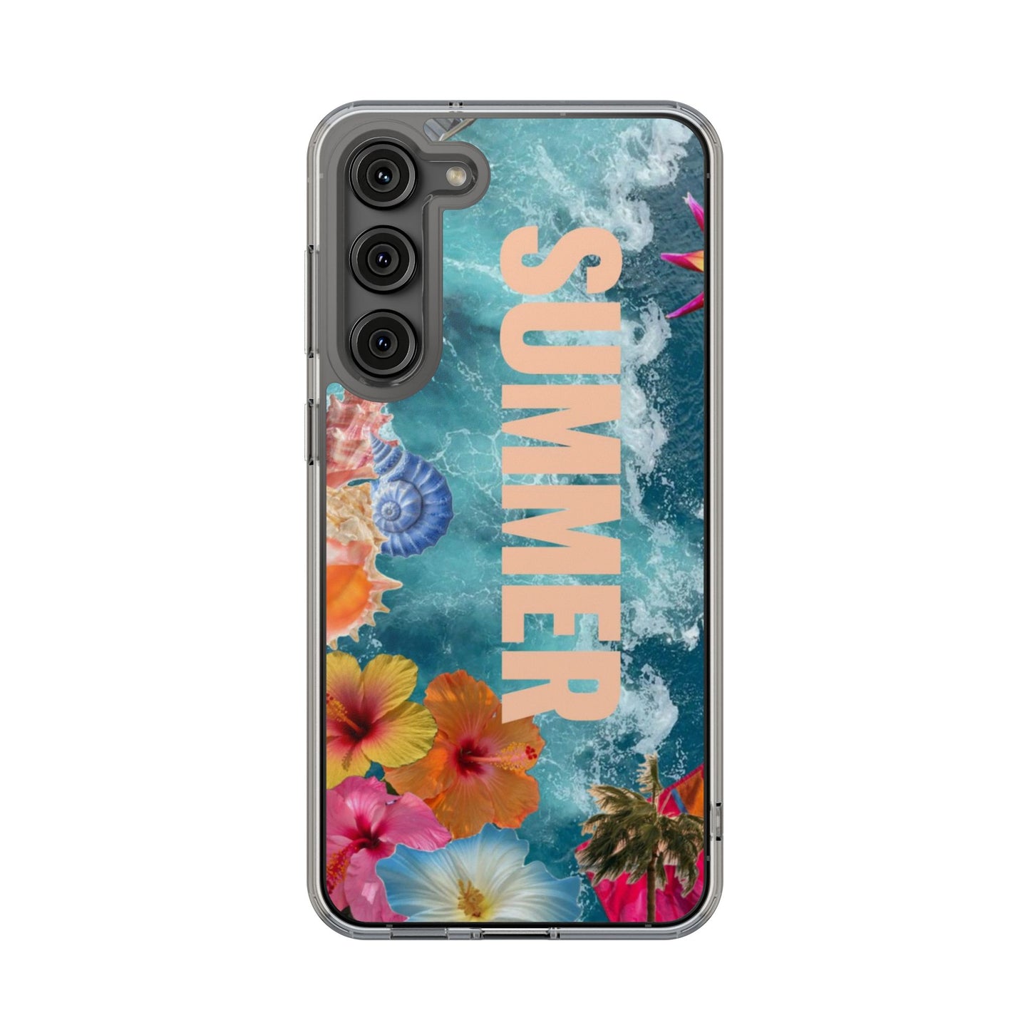 Summer Floral Clear Impact Phone Case — "SUMMER" Tropical Hibiscus Design