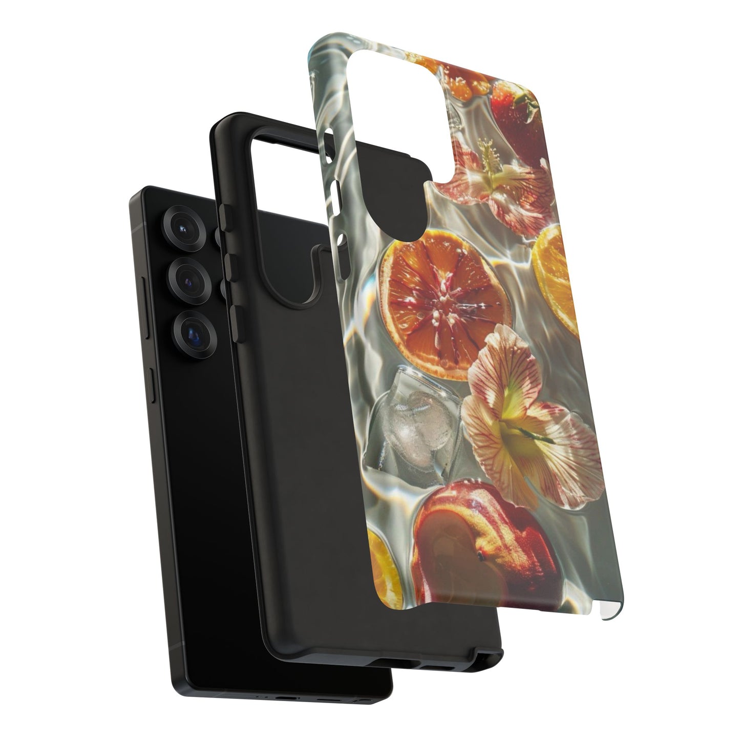Citrus & Hibiscus Protective Phone Case – Summer Fruit Water Print Tough Case