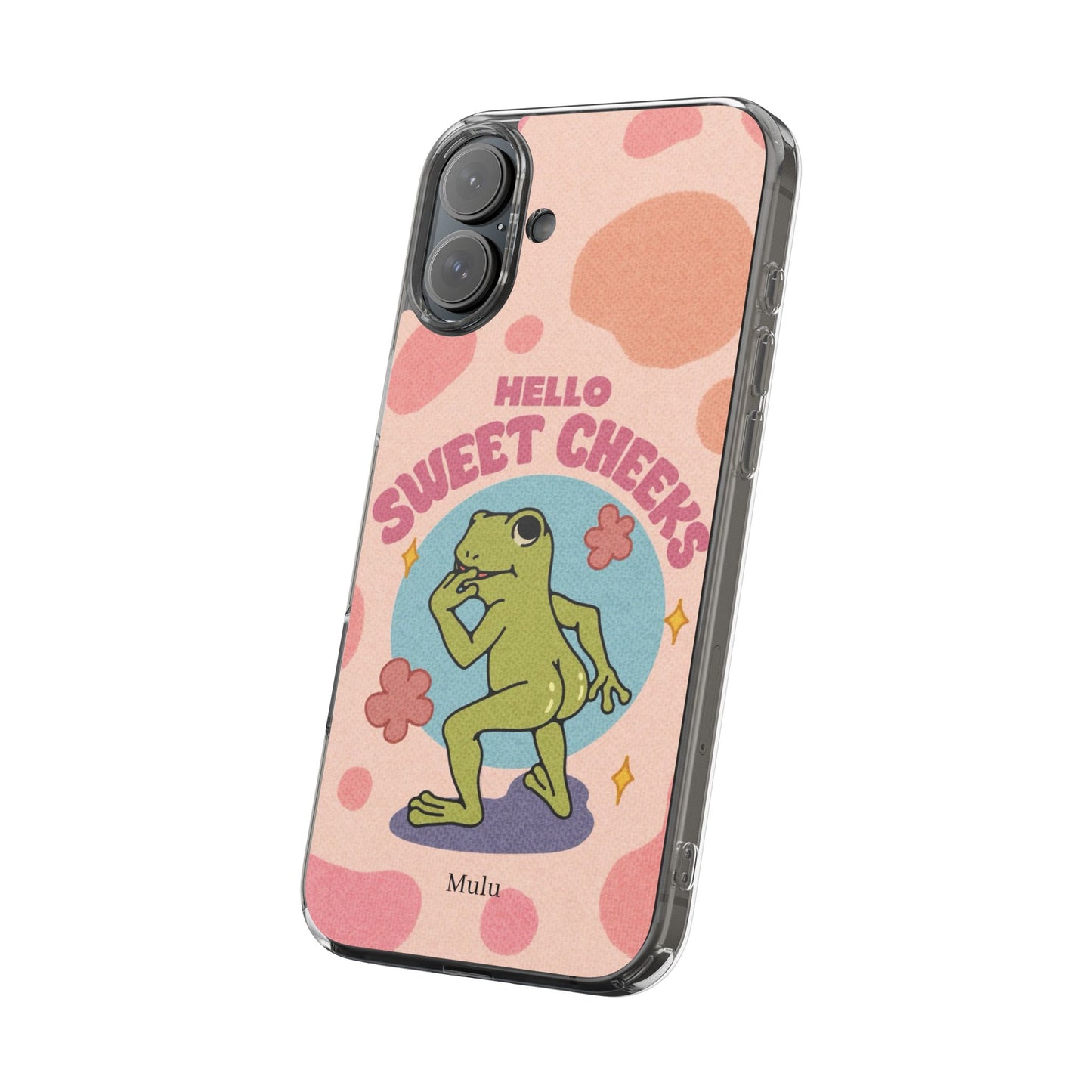 Clear Impact Phone Case — "Hello Sweet Cheeks" Retro Frog Design