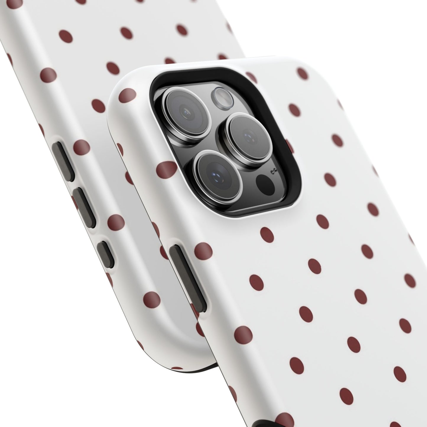 Polka Dot Magnetic Impact-Resistant Phone Case — Red Dots on White