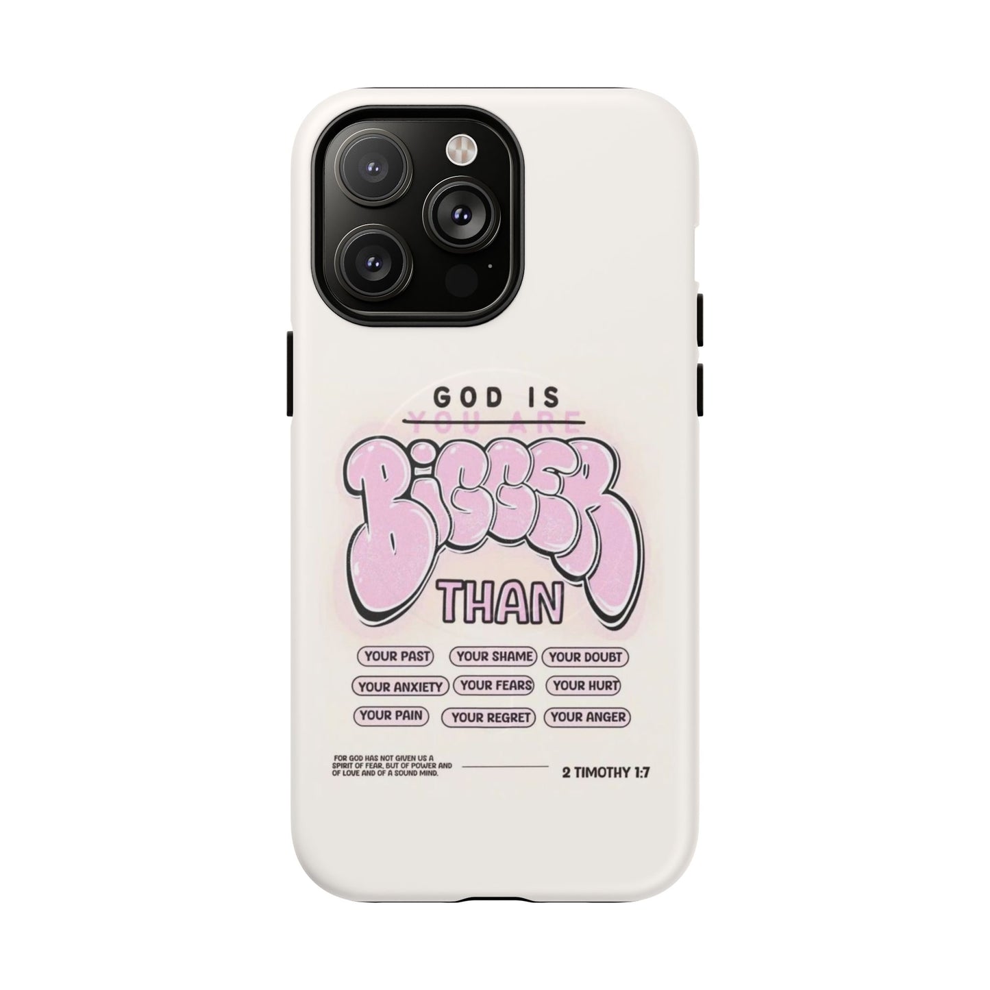 Tough Magnetic Phone Case — "God Is Bigger Than" Inspirational Pink Bubble Design
