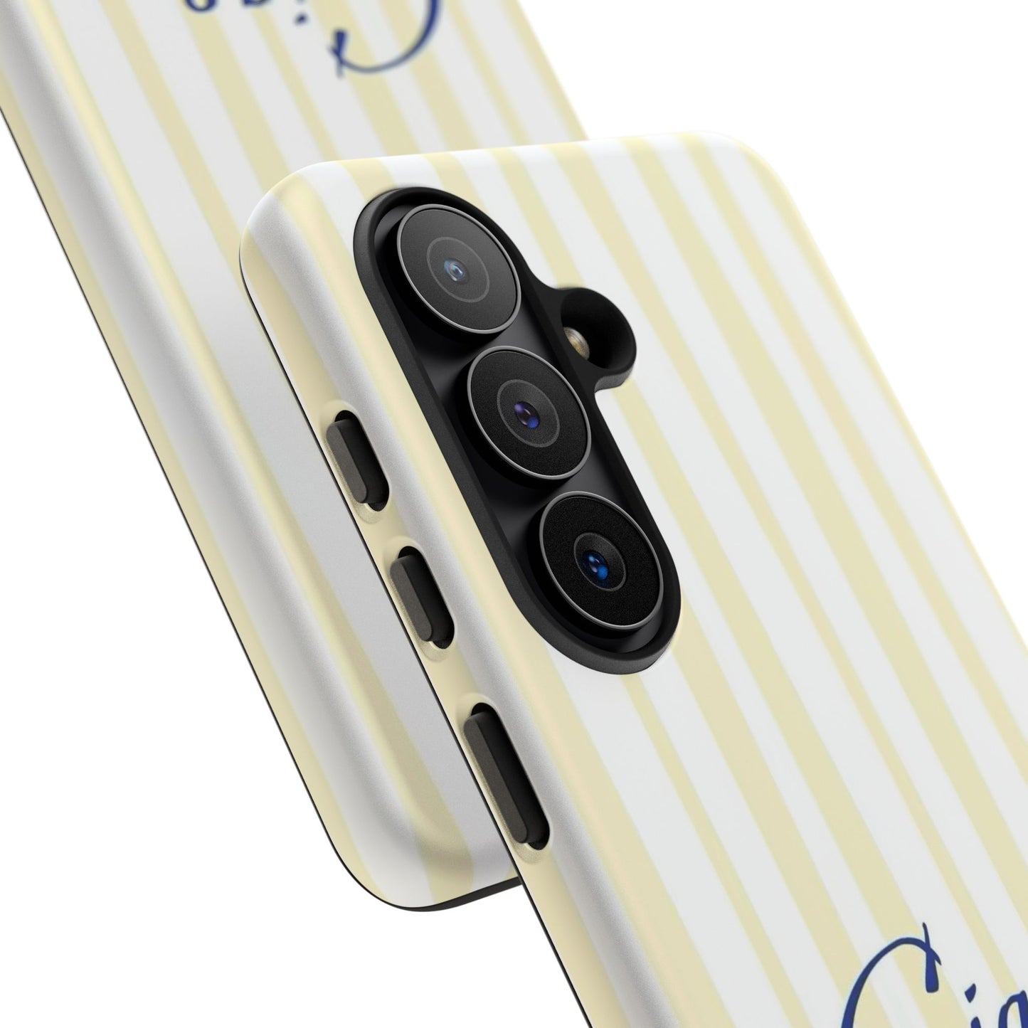 Ciao Bella Phone Case – Striped Elegant Italian Script Protective Cover