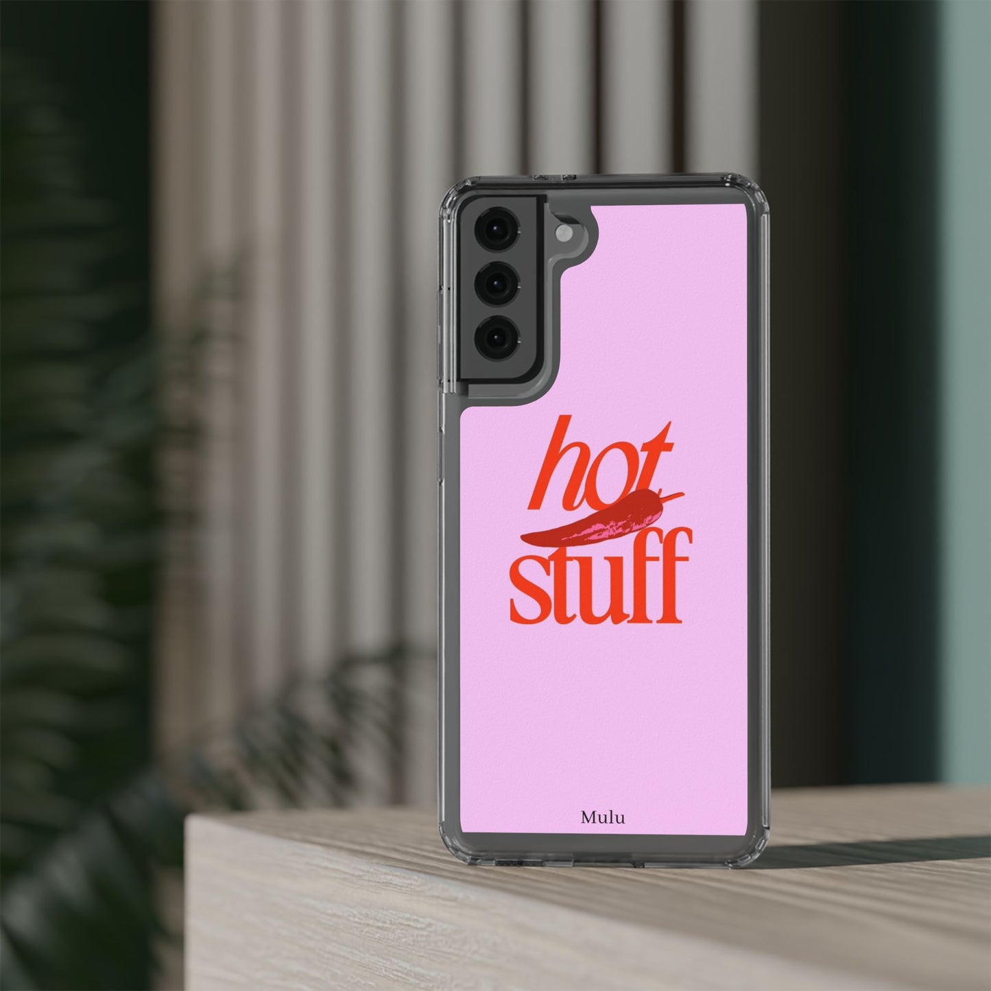 Hot Stuff Clear Impact Phone Case — Pink Retro Typography iPhone Cover