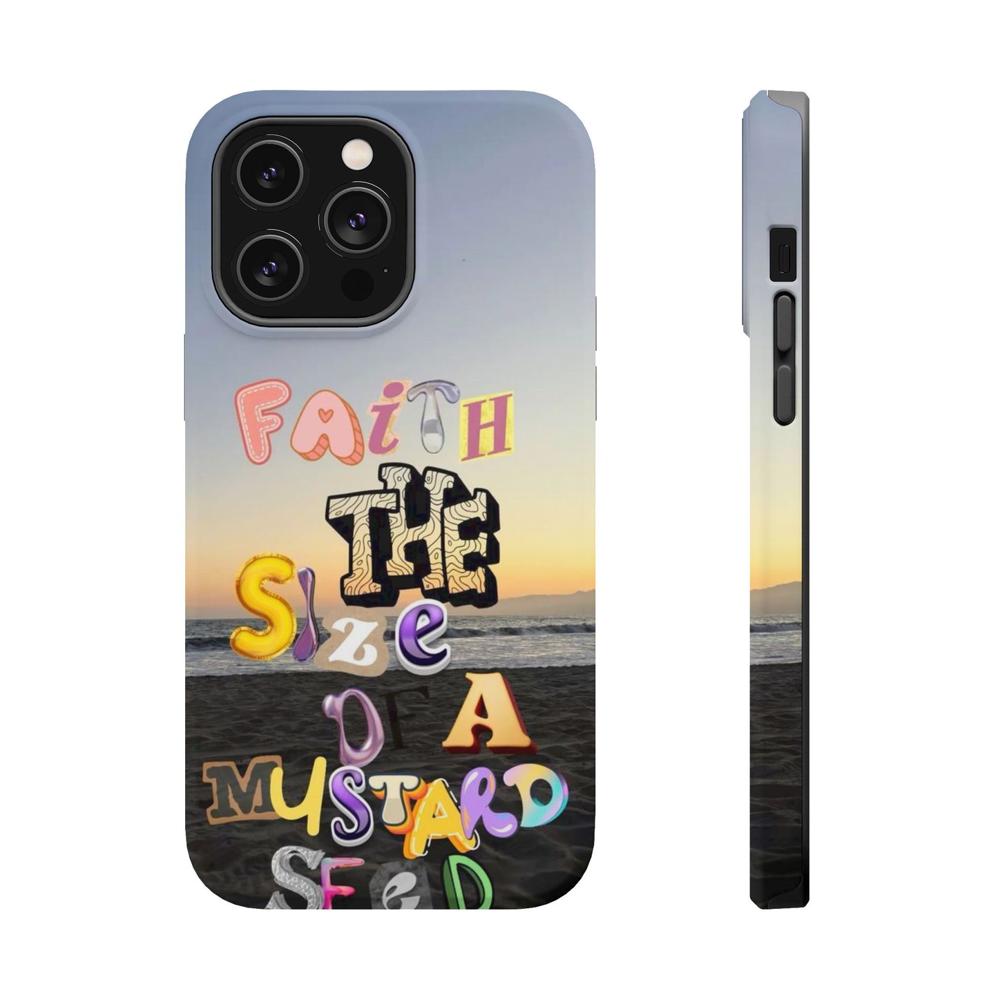 Magnetic Impact-Resistant Phone Case — "Faith the Size of a Mustard Seed" Sunset Design