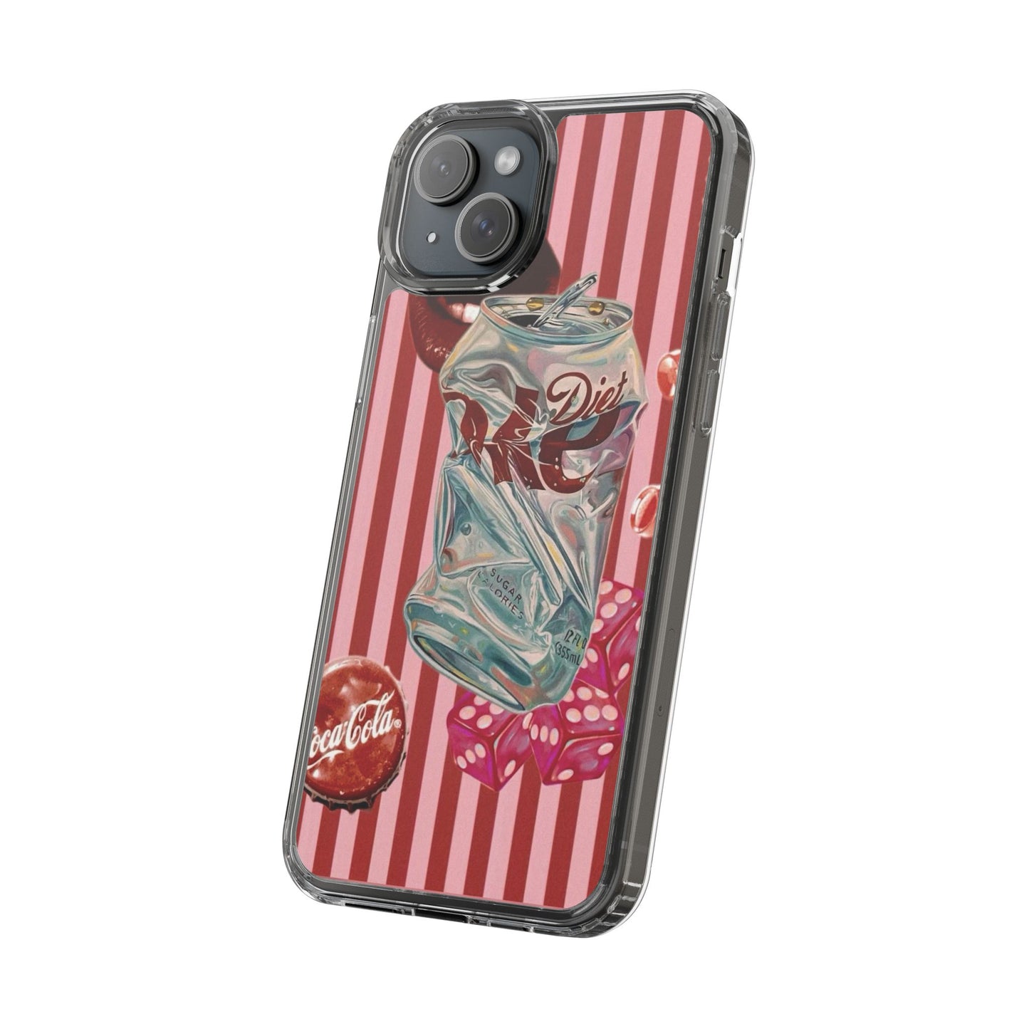 Diet Cola Crush Clear Phone Case – Retro Soda Pop Design
