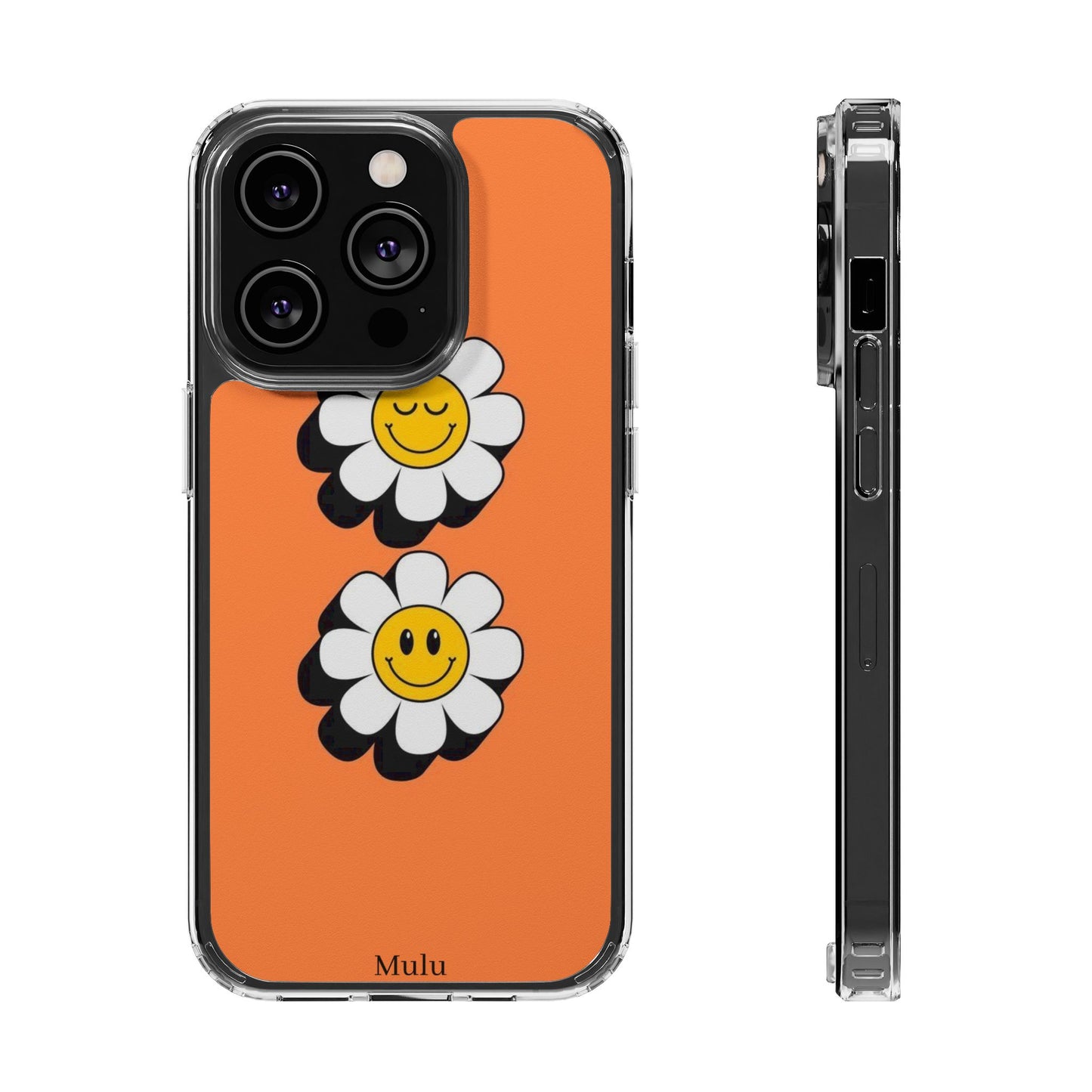 Phone Case — Orange Smiley Daisy Clear Impact‑Resistant Case