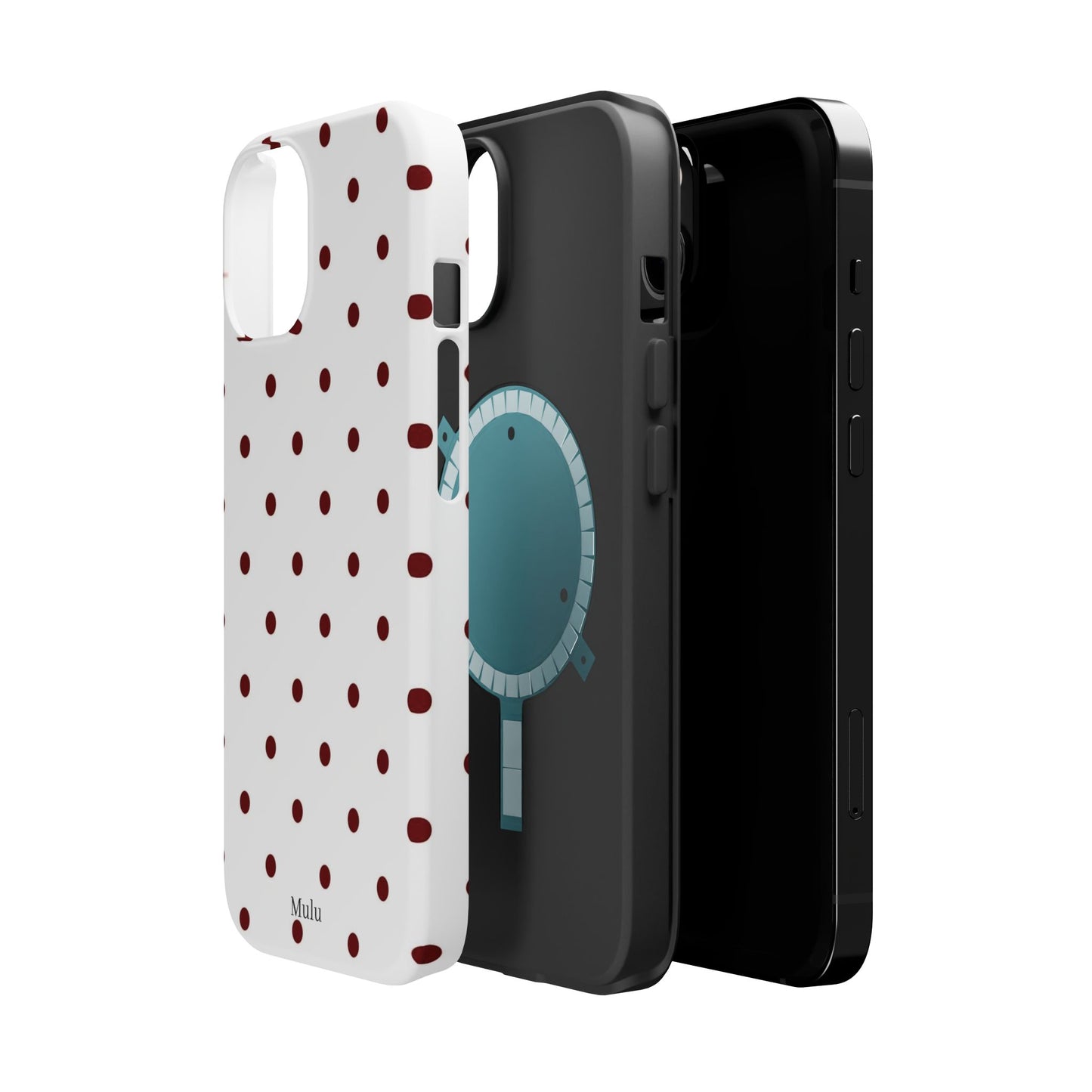 Polka Dot Magnetic Impact-Resistant Phone Case — Red Dots on White