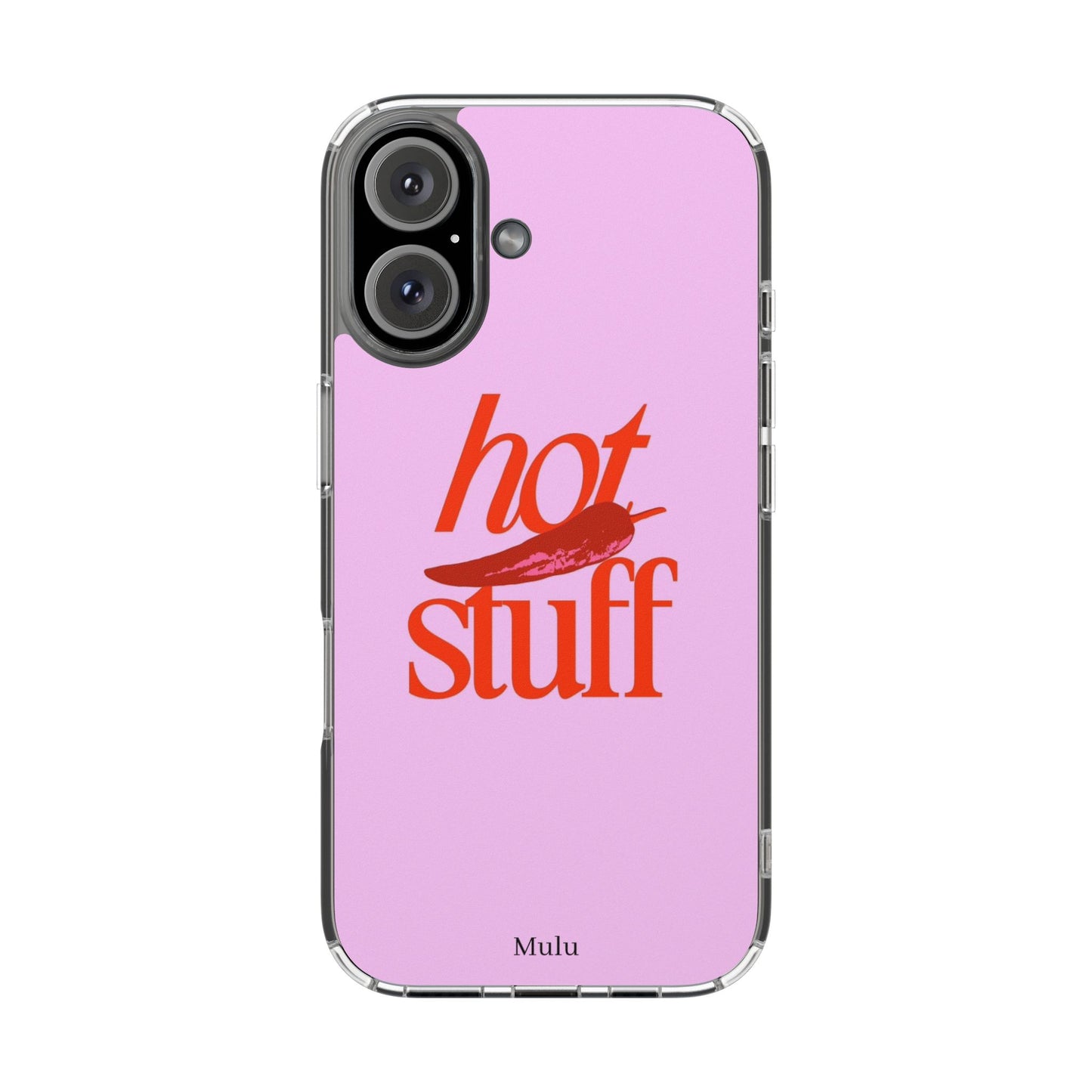 Hot Stuff Clear Impact Phone Case — Pink Retro Typography iPhone Cover