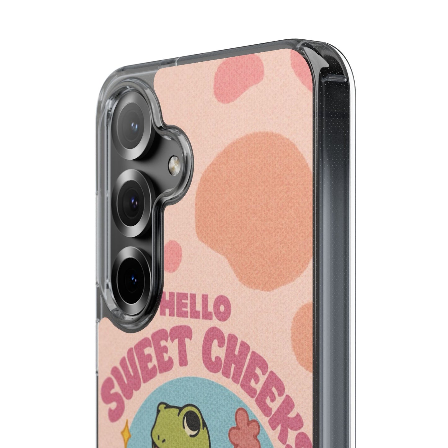 Clear Impact Phone Case — "Hello Sweet Cheeks" Retro Frog Design
