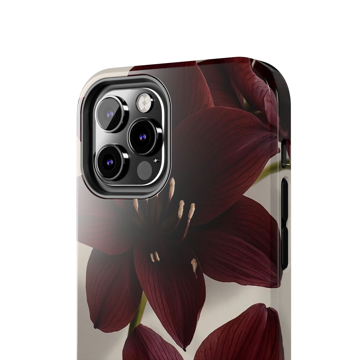 Amaryllis Noir Tough Phone Case — Dark Burgundy Floral Protective Cover
