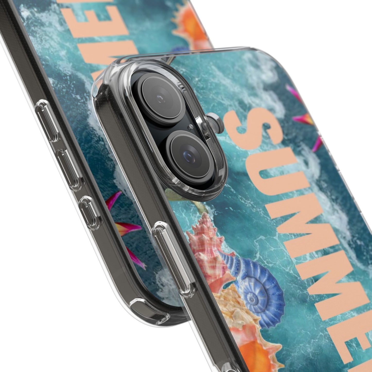 Summer Floral Clear Impact Phone Case — "SUMMER" Tropical Hibiscus Design