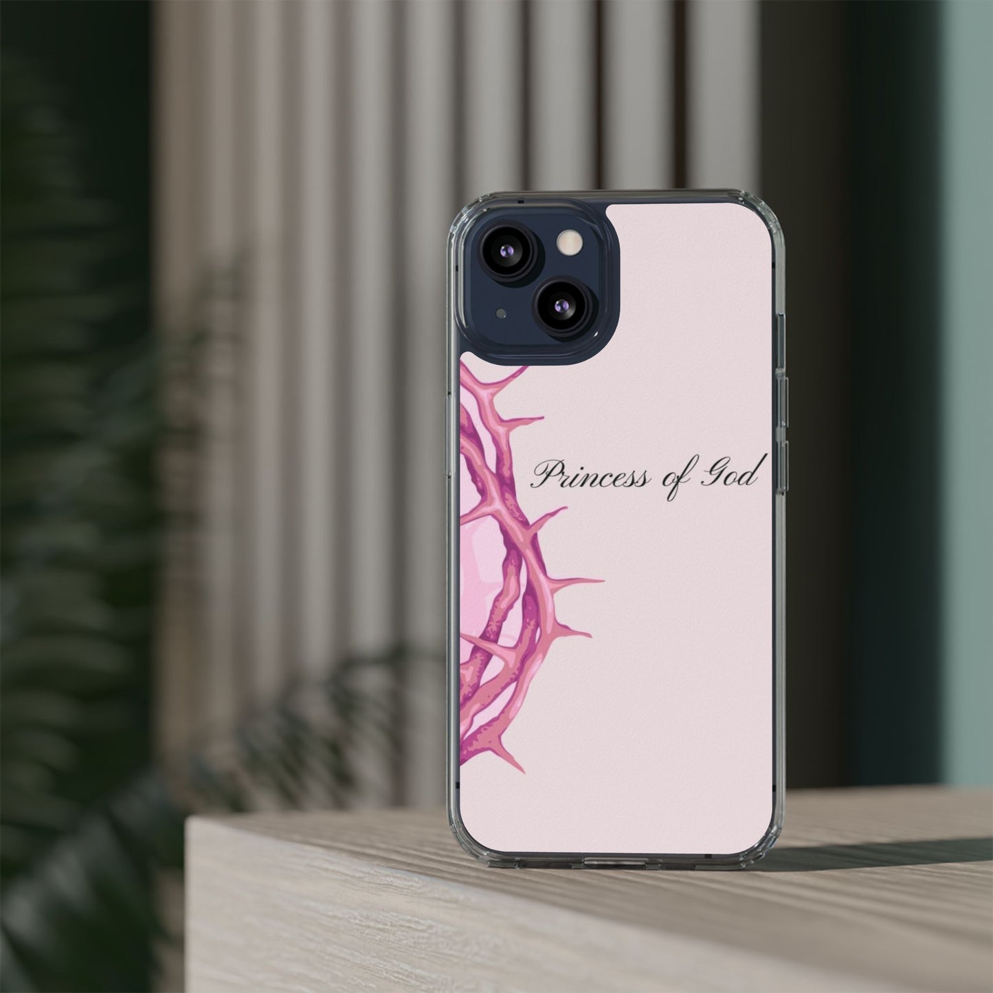 Phone Case — "Princess of God" Pink Crown of Thorns Clear Impact-Resistant Case
