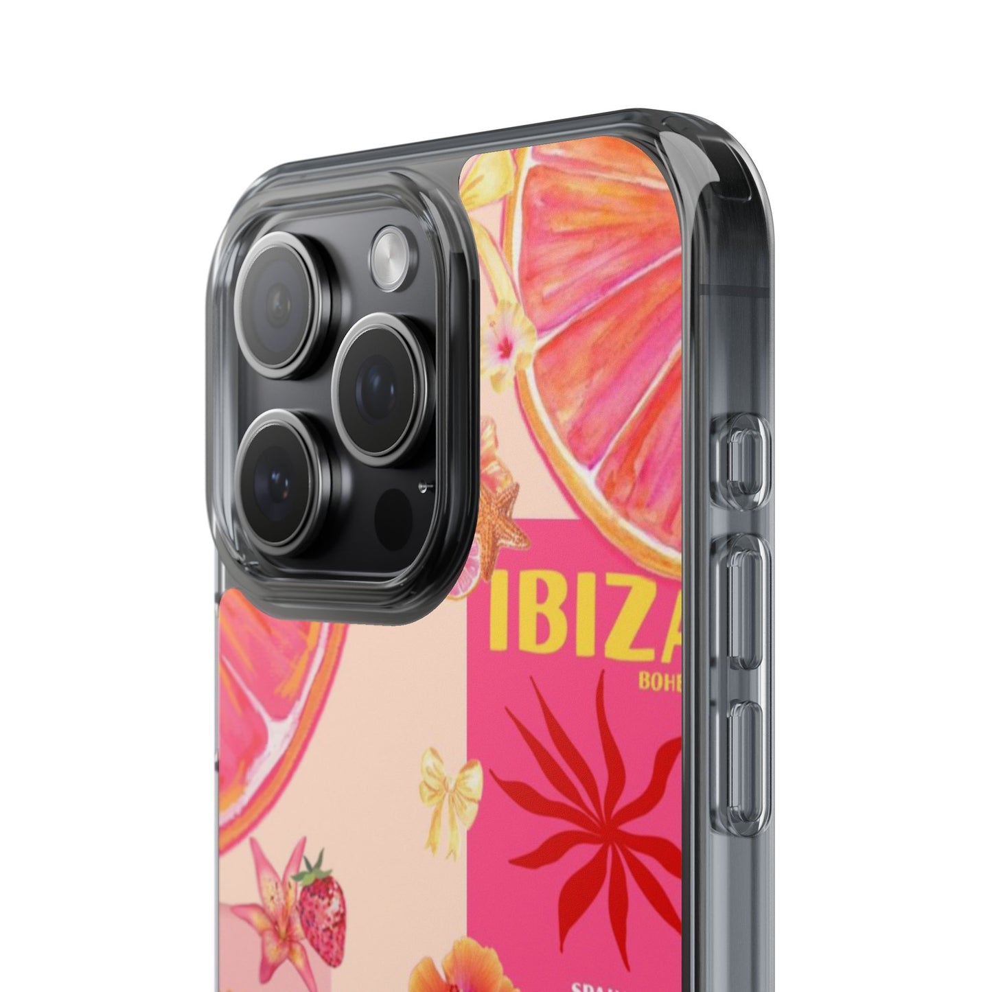 Clear Impact Phone Case — Pink Ibiza Citrus Floral Design