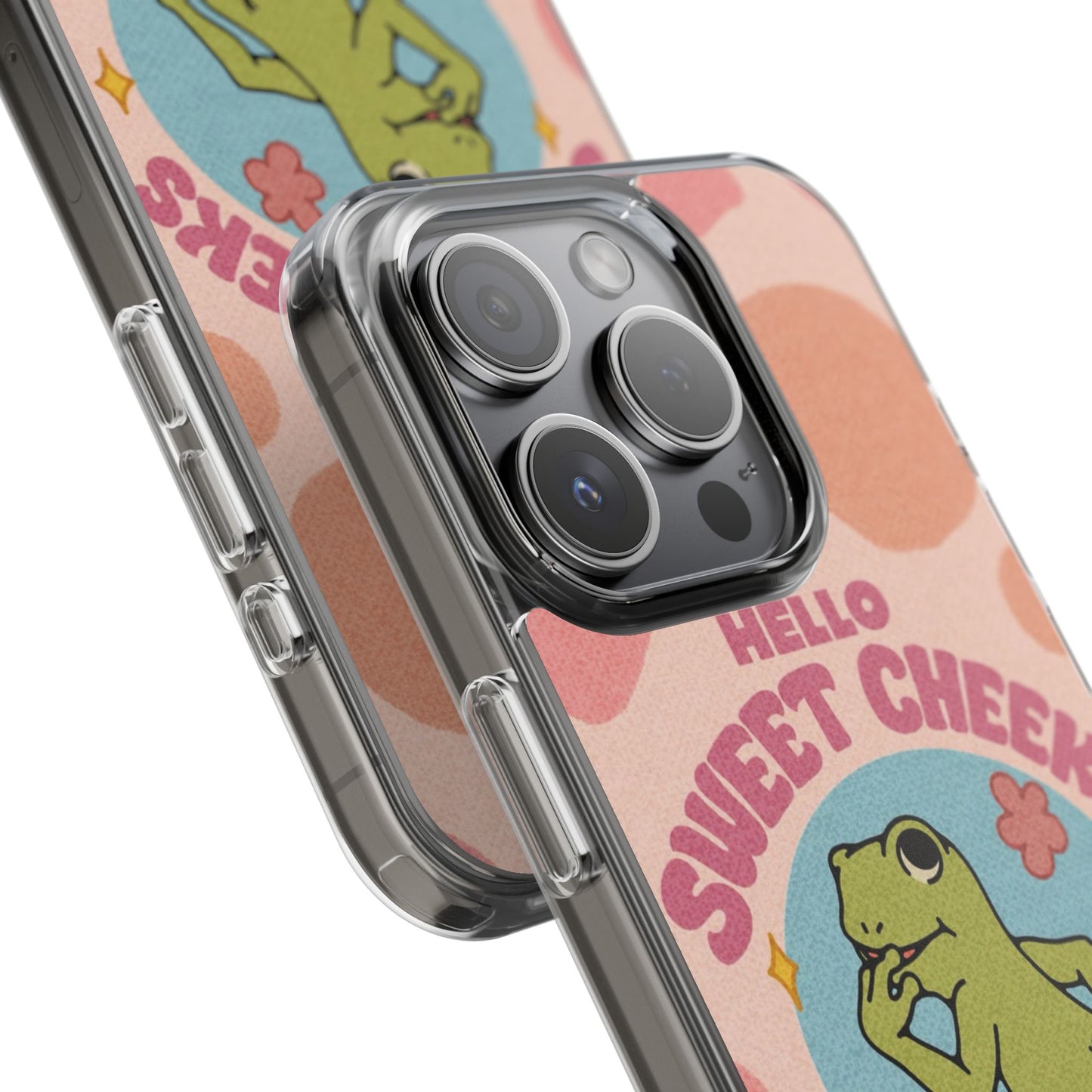 Clear Impact Phone Case — "Hello Sweet Cheeks" Retro Frog Design