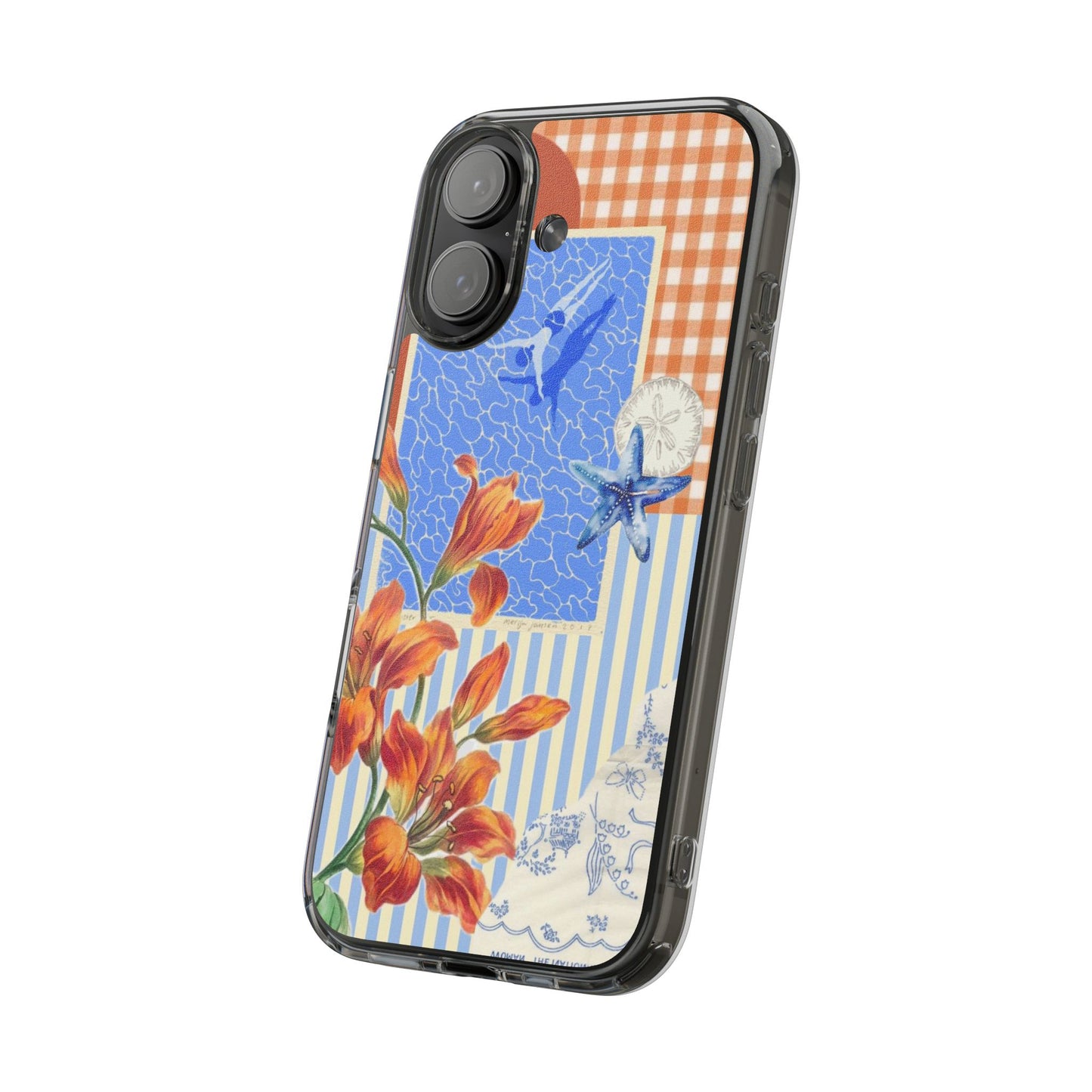 Floral Patchwork Clear Impact-Resistant Phone Case