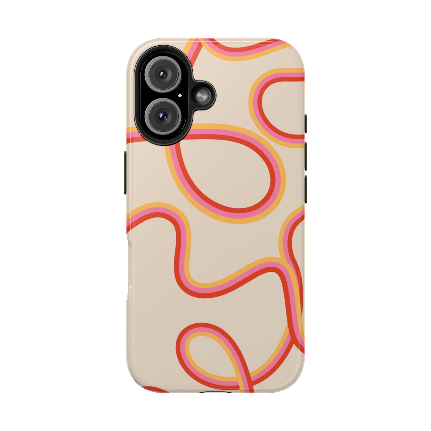 Retro Swirl Tough Phone Case — Beige Pink Orange Abstract Protection