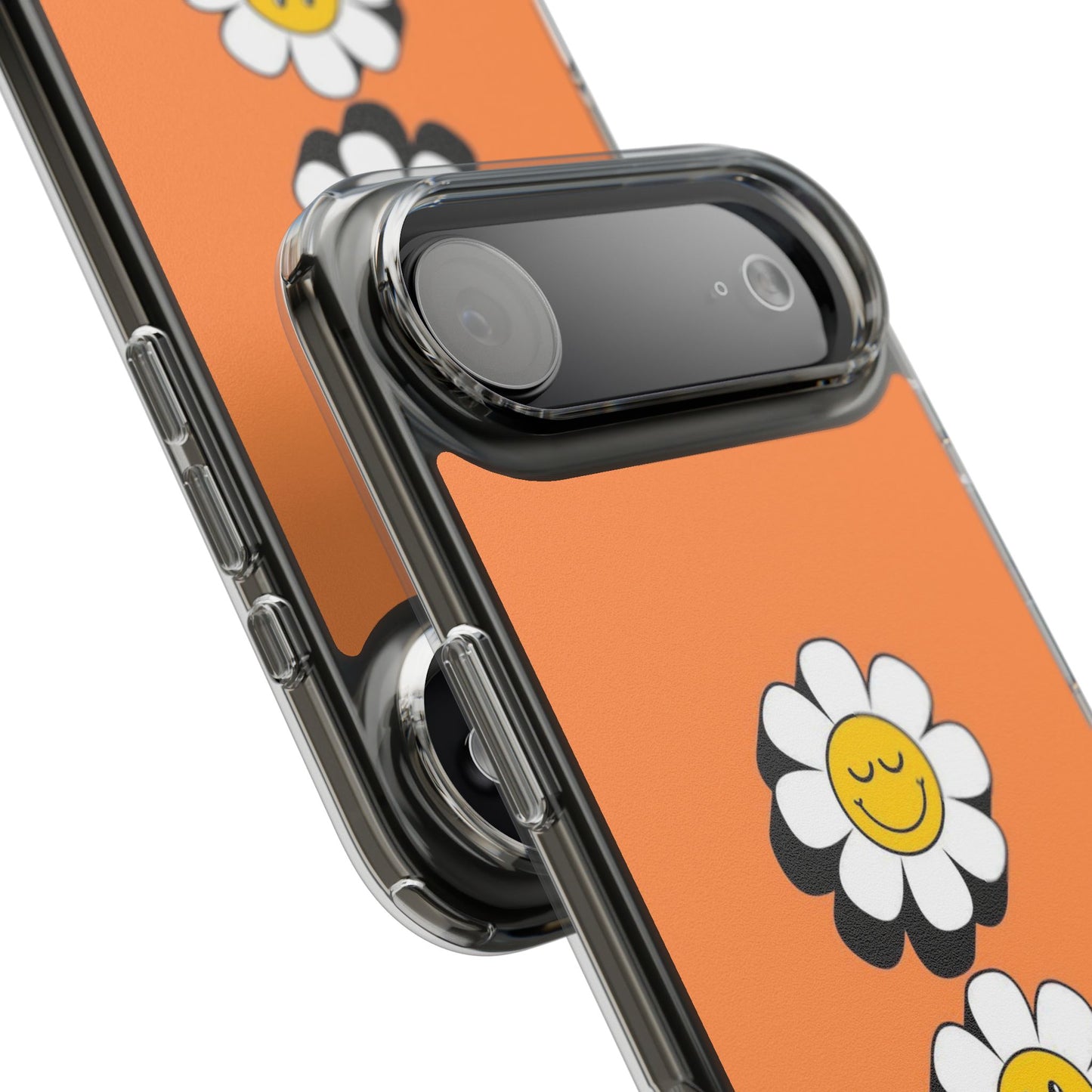Phone Case — Orange Smiley Daisy Clear Impact‑Resistant Case
