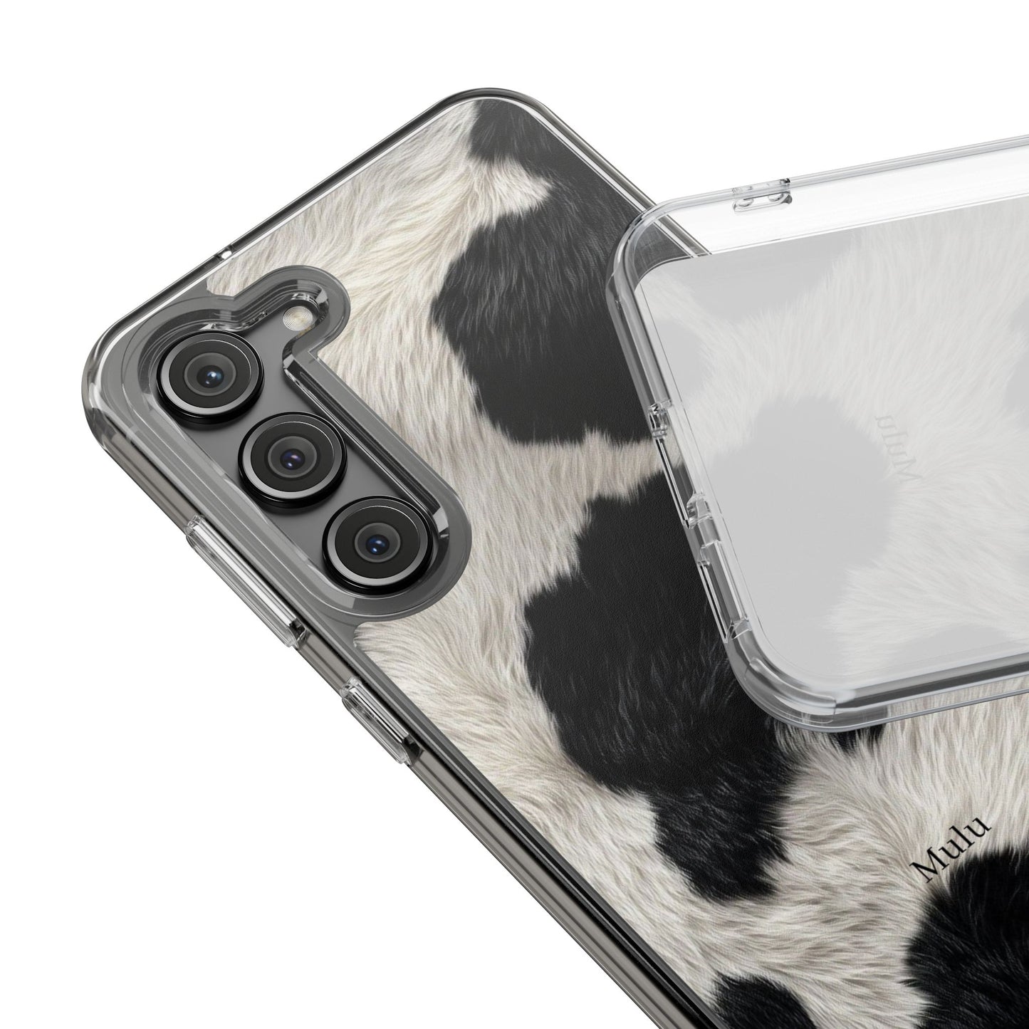 Cow Print Clear Impact Phone Case — Faux Fur Black & White Protection