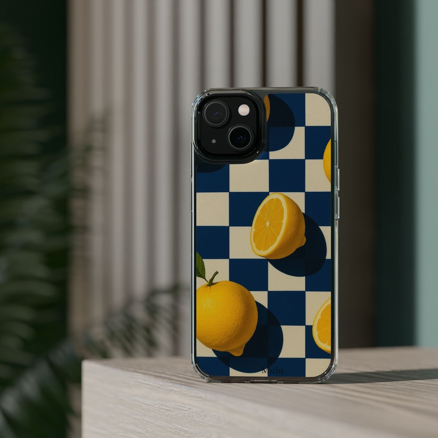 Clear Impact-Resistant Case — Retro Checkered Lemons Phone Case