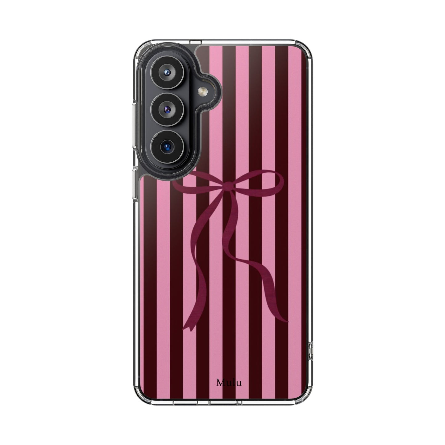 Pink Striped Ribbon Clear Impact-Resistant Phone Case