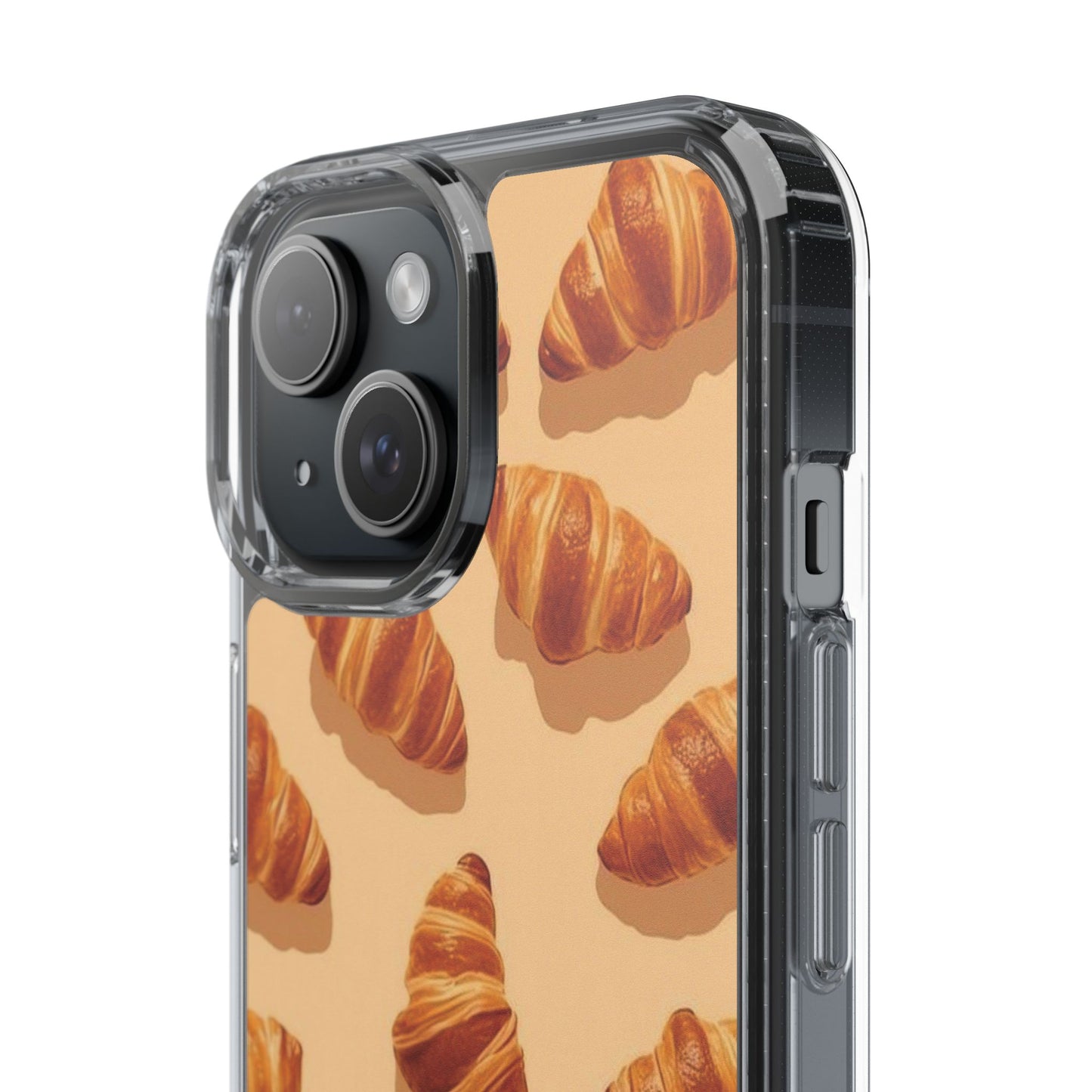 Croissant Pattern Clear Phone Case — Bakery-themed Transparent iPhone Cover