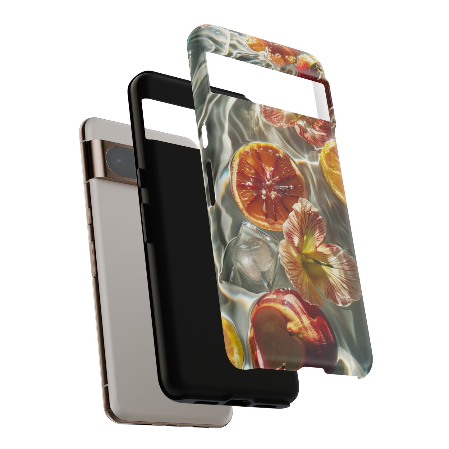 Citrus & Hibiscus Protective Phone Case – Summer Fruit Water Print Tough Case