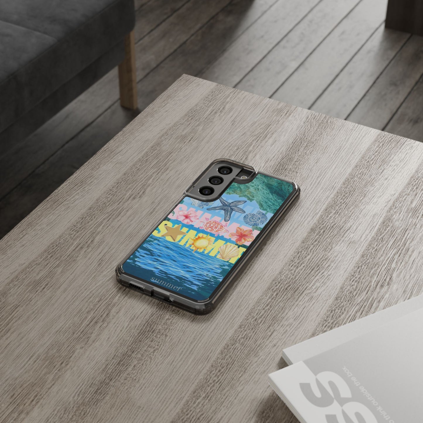 Clear Summer Beach Phone Case — Impact‑Resistant Tropical Design