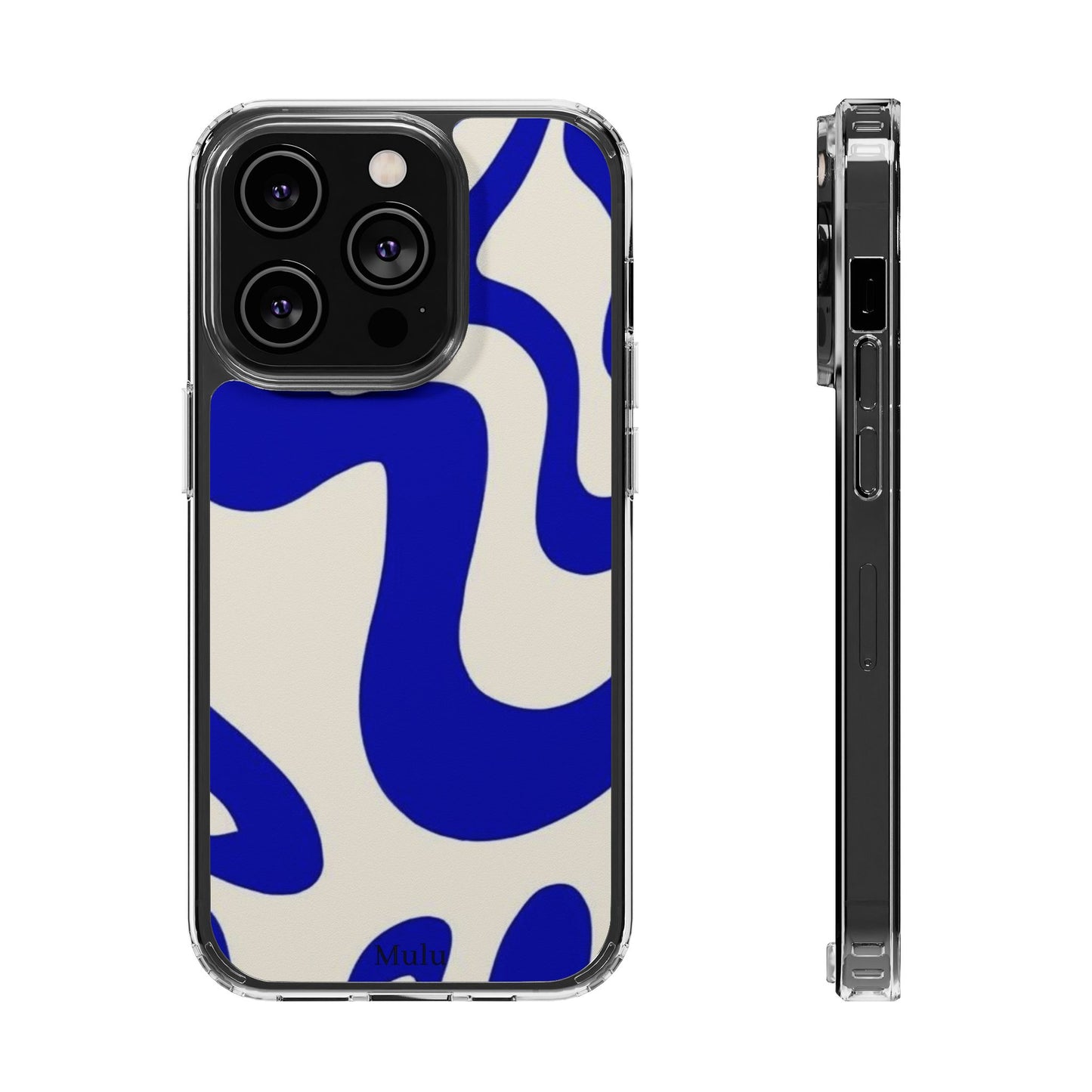 Clear Impact-Resistant Case — Blue Abstract Wavy Pattern