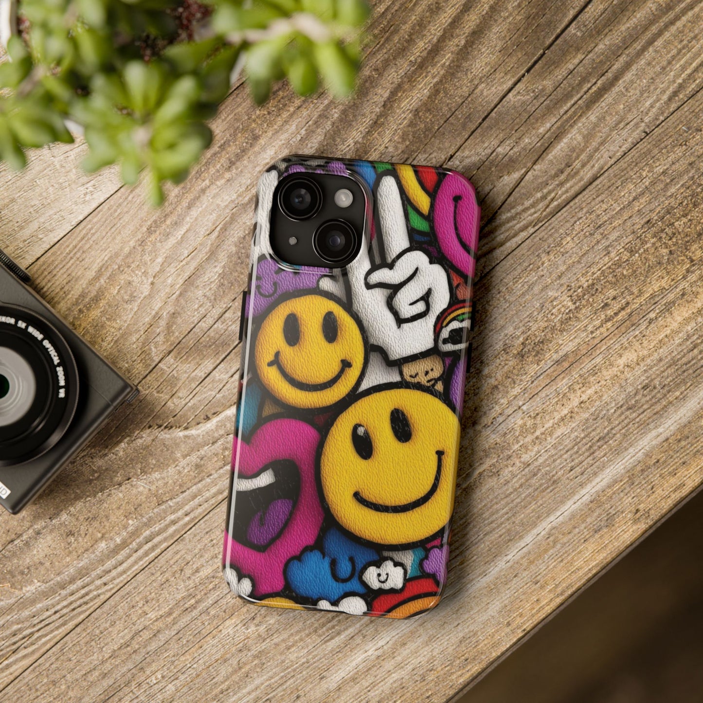 Smiley Graffiti Tough Phone Case – Colorful Urban Art Protection