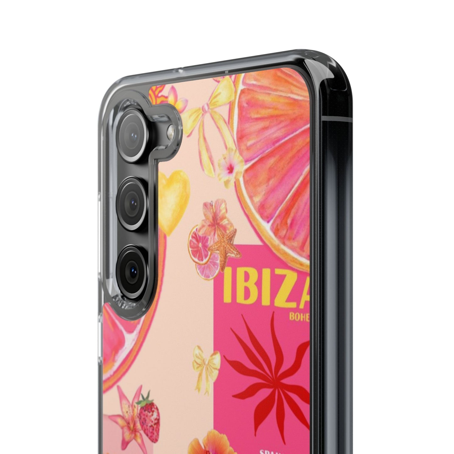 Clear Impact Phone Case — Pink Ibiza Citrus Floral Design
