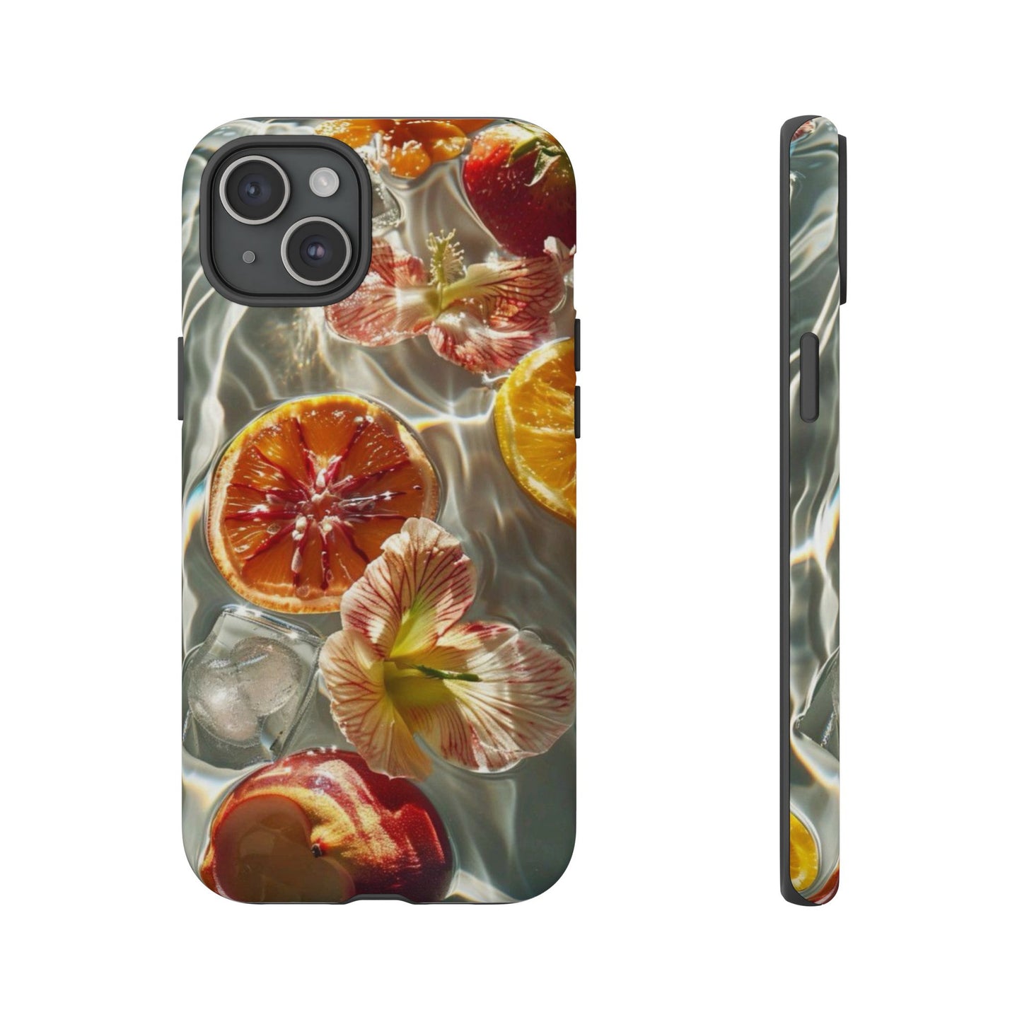 Citrus & Hibiscus Protective Phone Case – Summer Fruit Water Print Tough Case