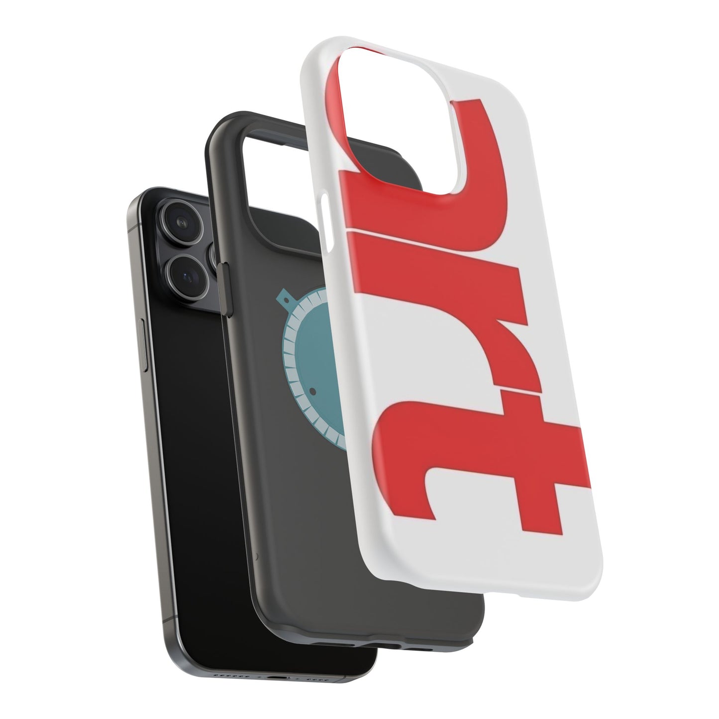 Magnetic Impact-Resistant Phone Case — Bold Red Typographic Design