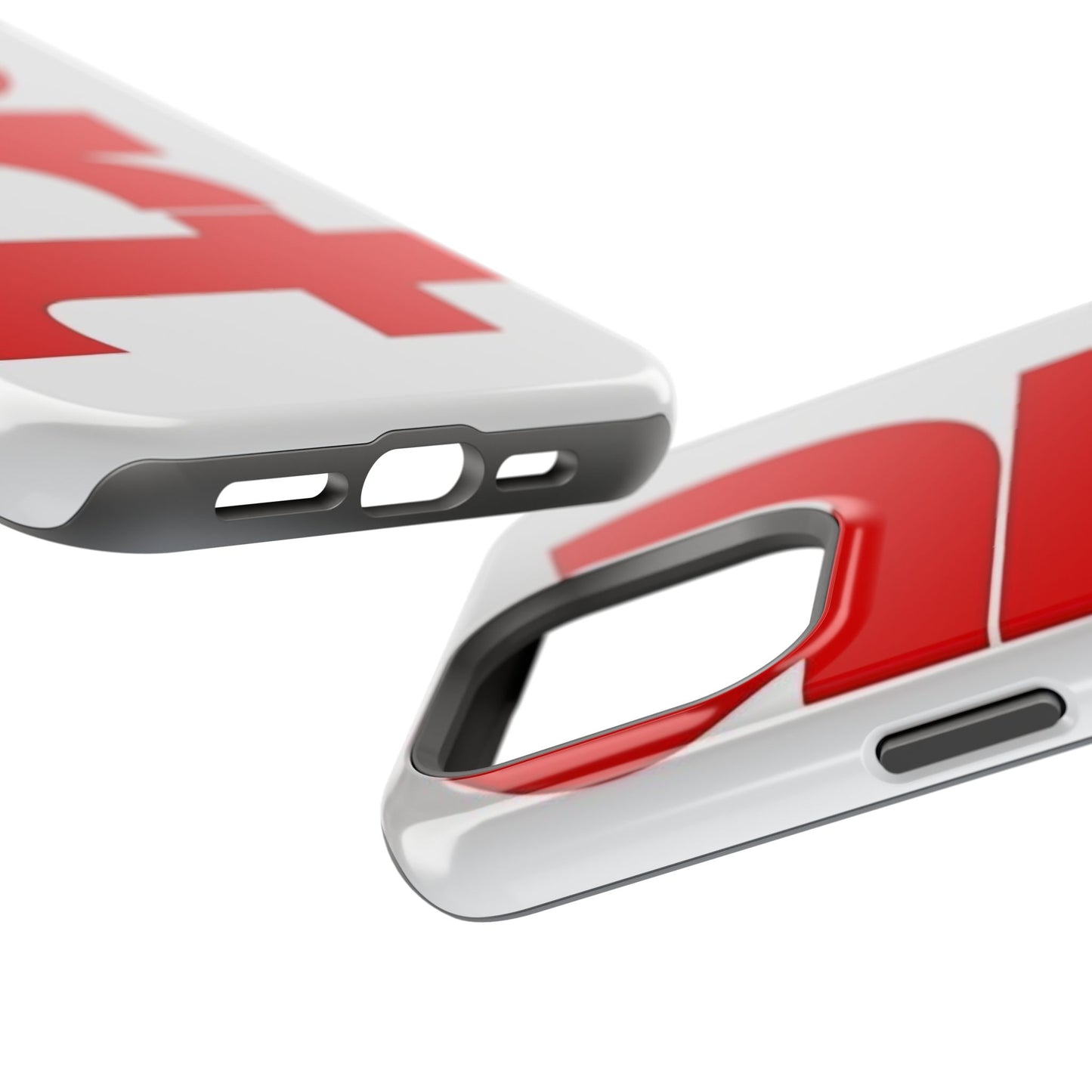 Magnetic Impact-Resistant Phone Case — Bold Red Typographic Design