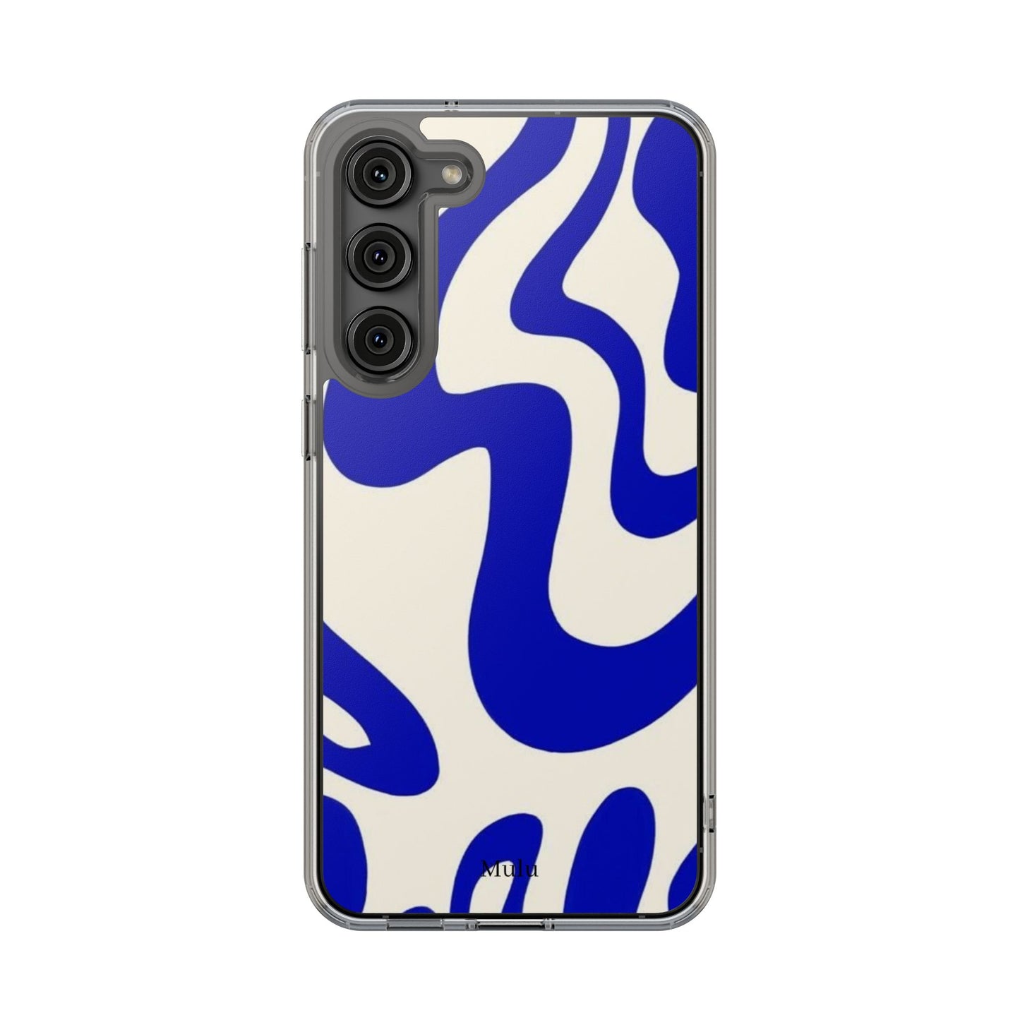 Clear Impact-Resistant Case — Blue Abstract Wavy Pattern
